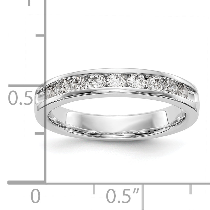 14K White Gold 9-Stone 1/2 carat Round Diamond Complete Channel Band