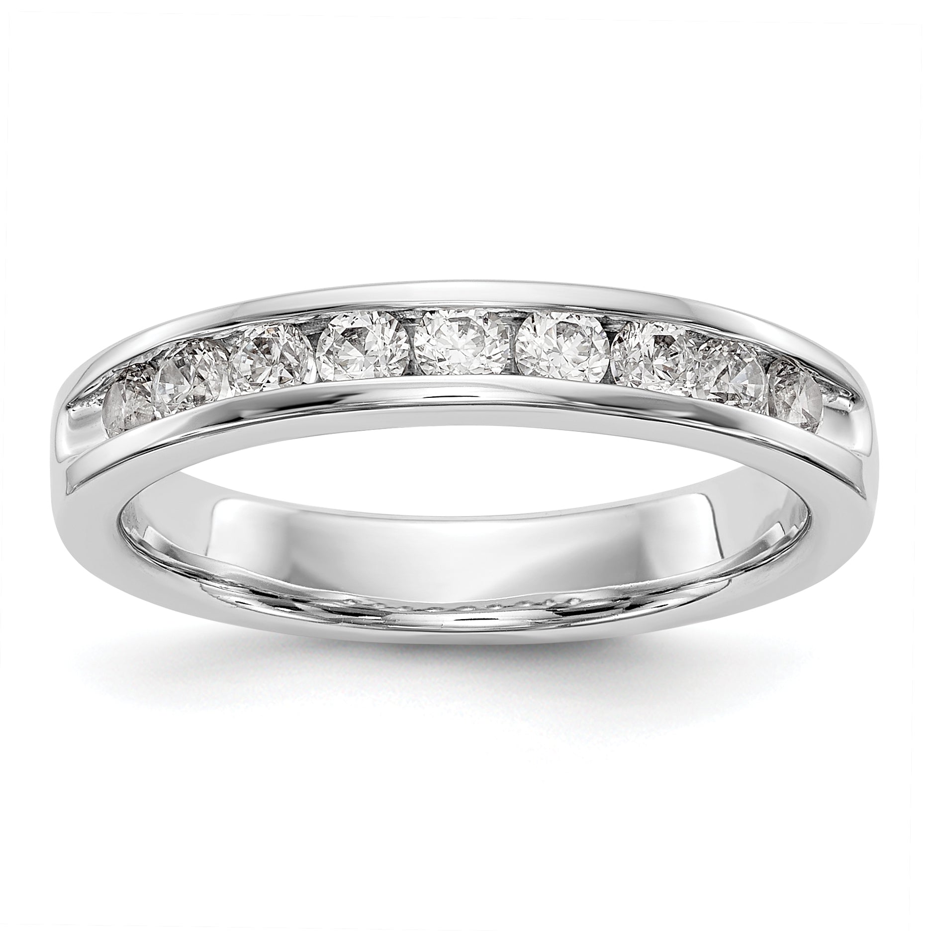 14K White Gold 9-Stone 1/2 carat Round Diamond Complete Channel Band Main image
