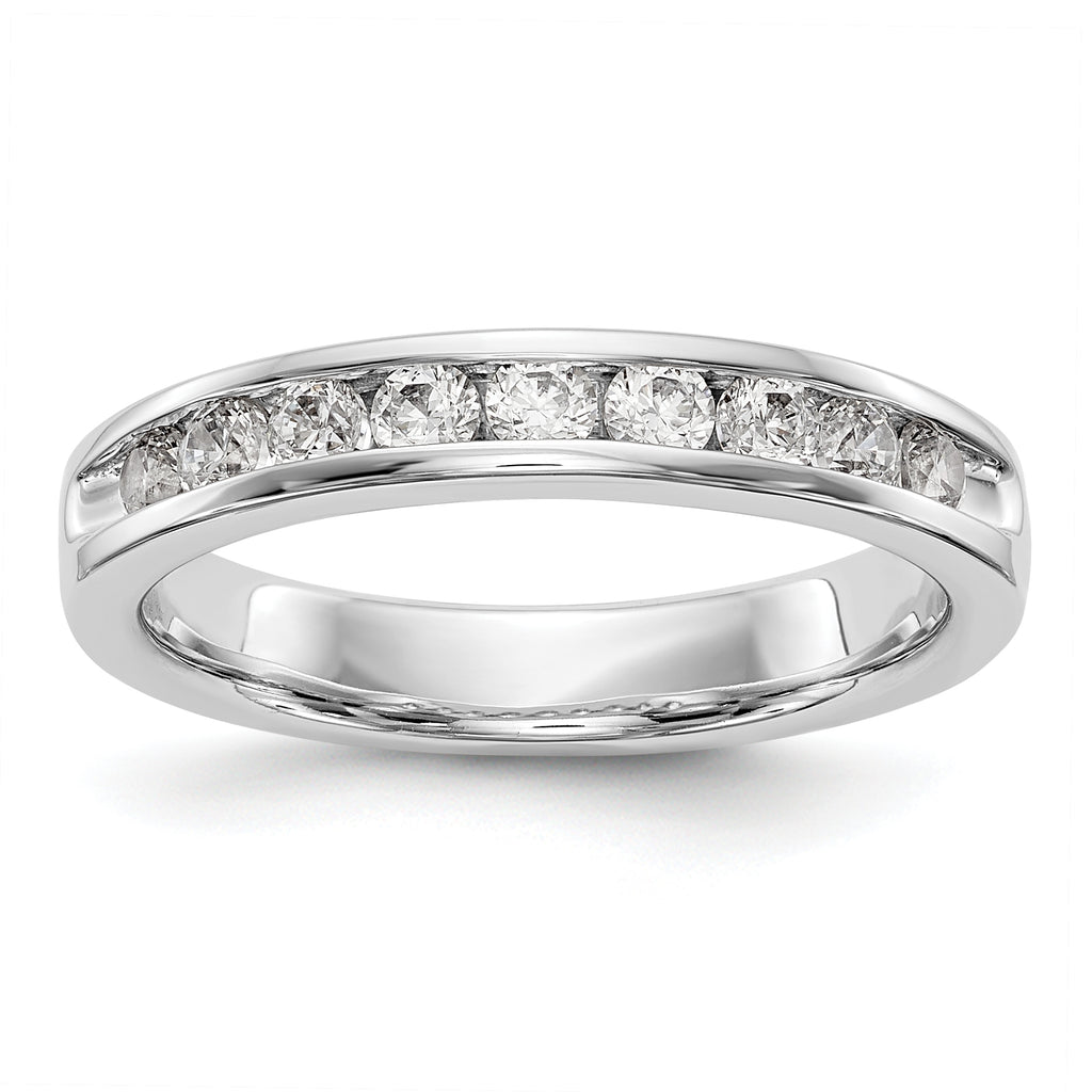 14K White Gold 9-Stone 1/2 carat Round Diamond Complete Channel Band