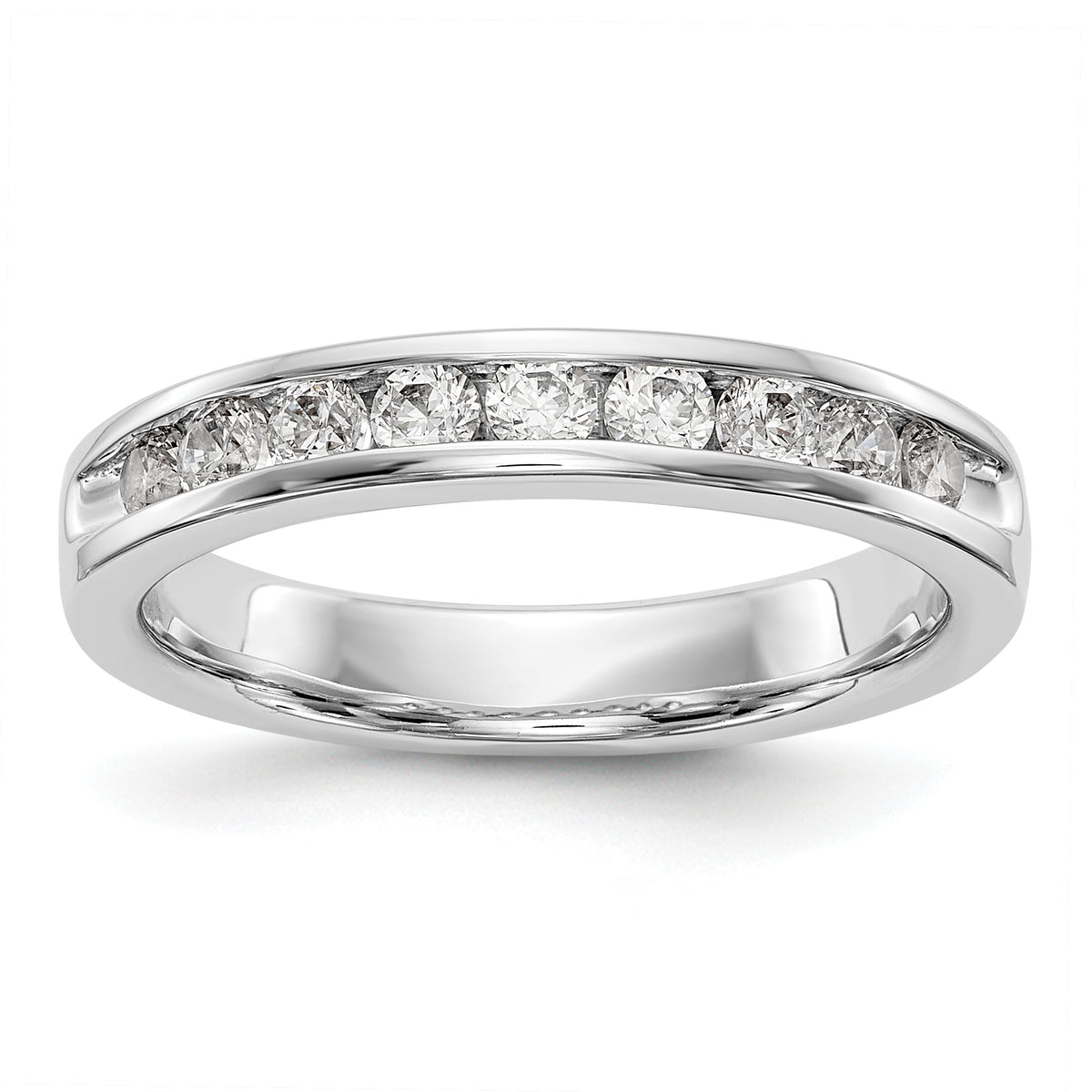 14K White Gold 9-Stone 1/2 carat Round Diamond Complete Channel Band