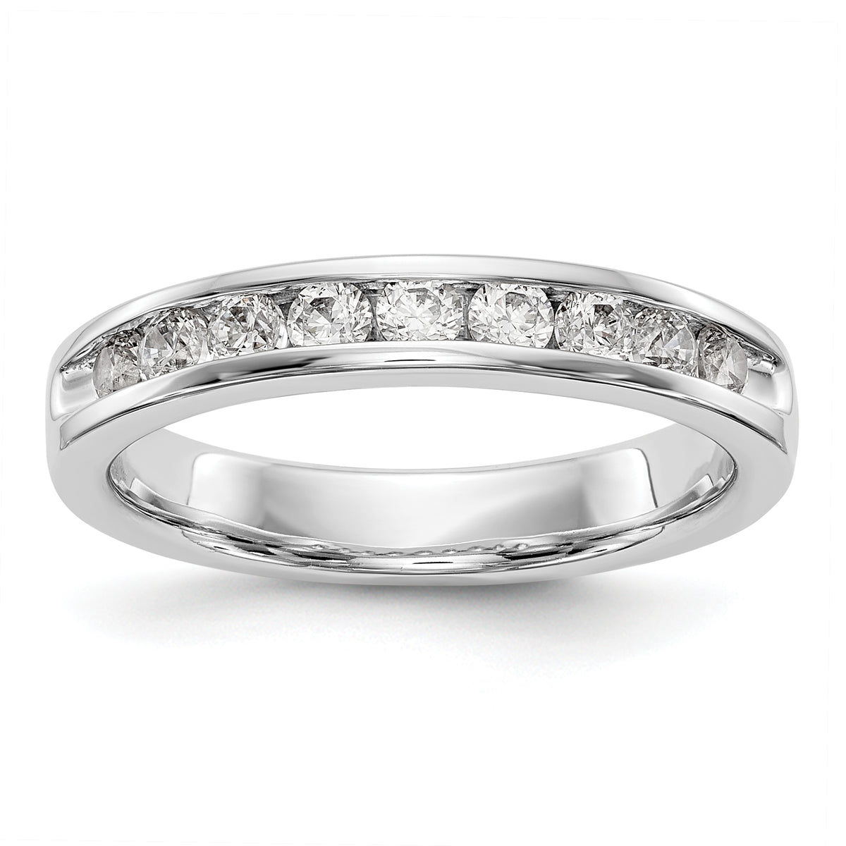 14K White Gold 9-Stone 1/2 carat Round Diamond Complete Channel Band - 6