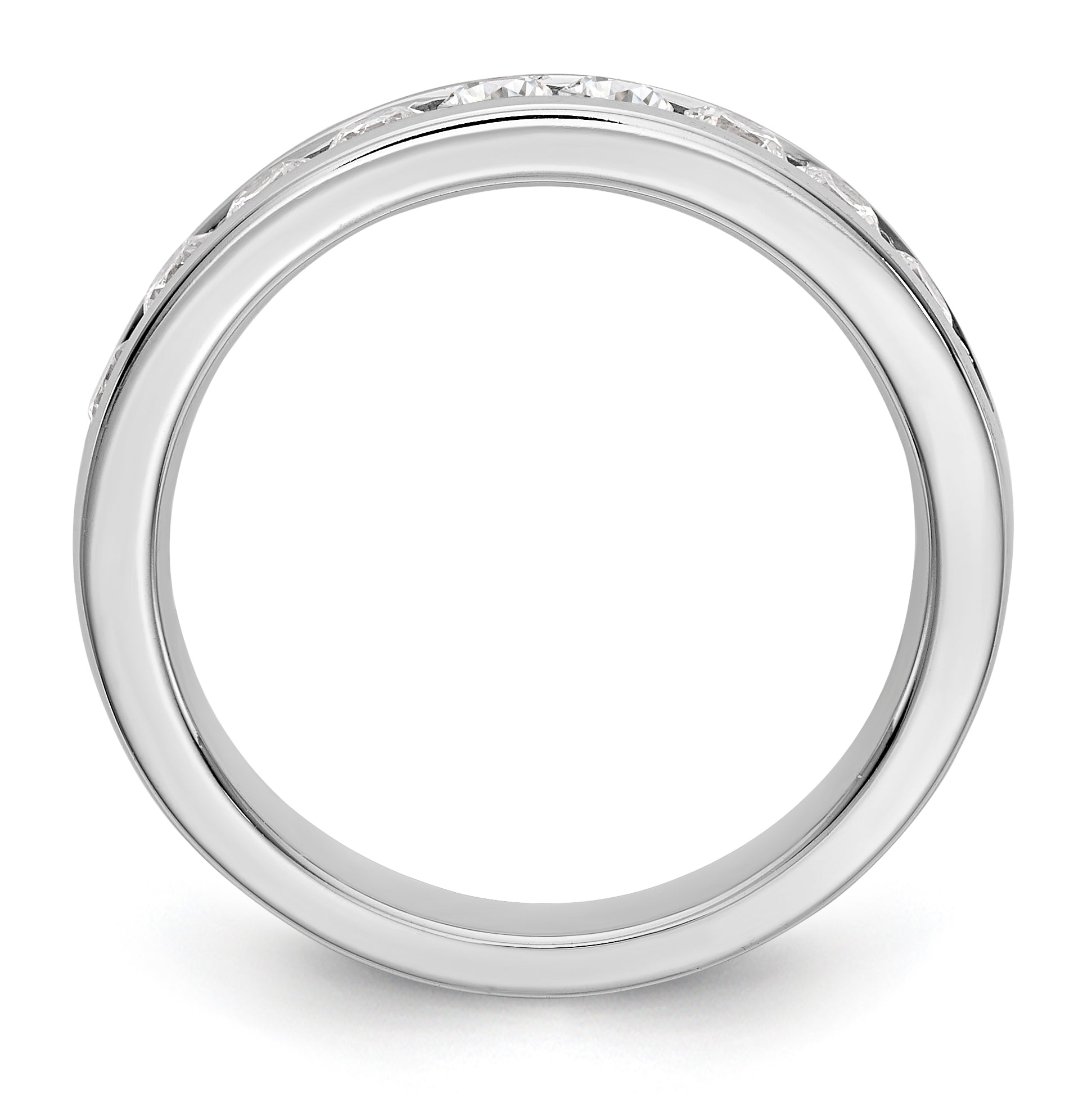 14K White Gold 9-Stone 3/4 carat Round Diamond Complete Channel Band - 6
