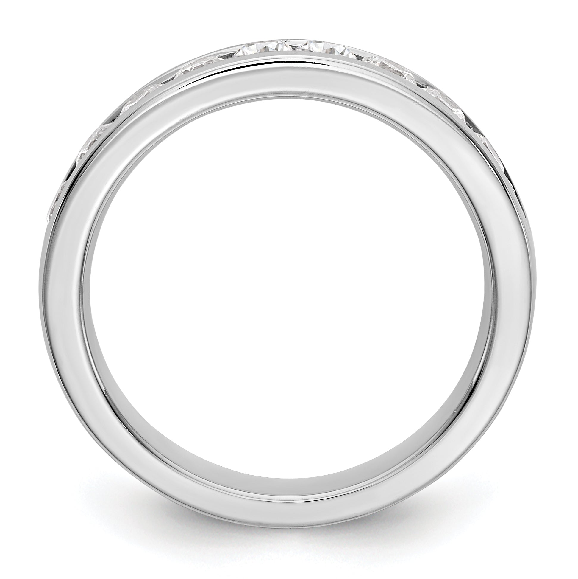 14K White Gold 9-Stone 3/4 carat Round Diamond Complete Channel Band