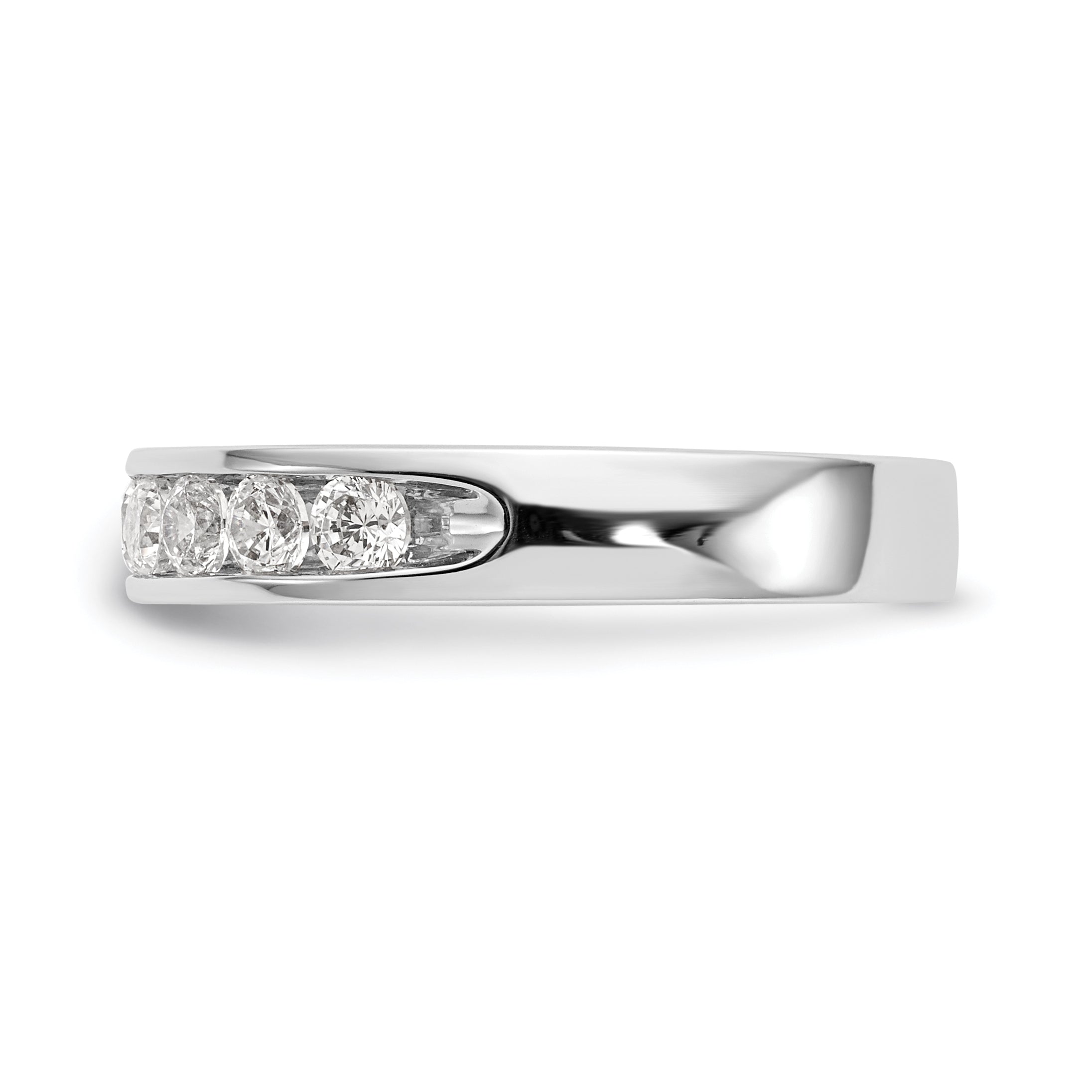 14K White Gold 9-Stone 3/4 carat Round Diamond Complete Channel Band