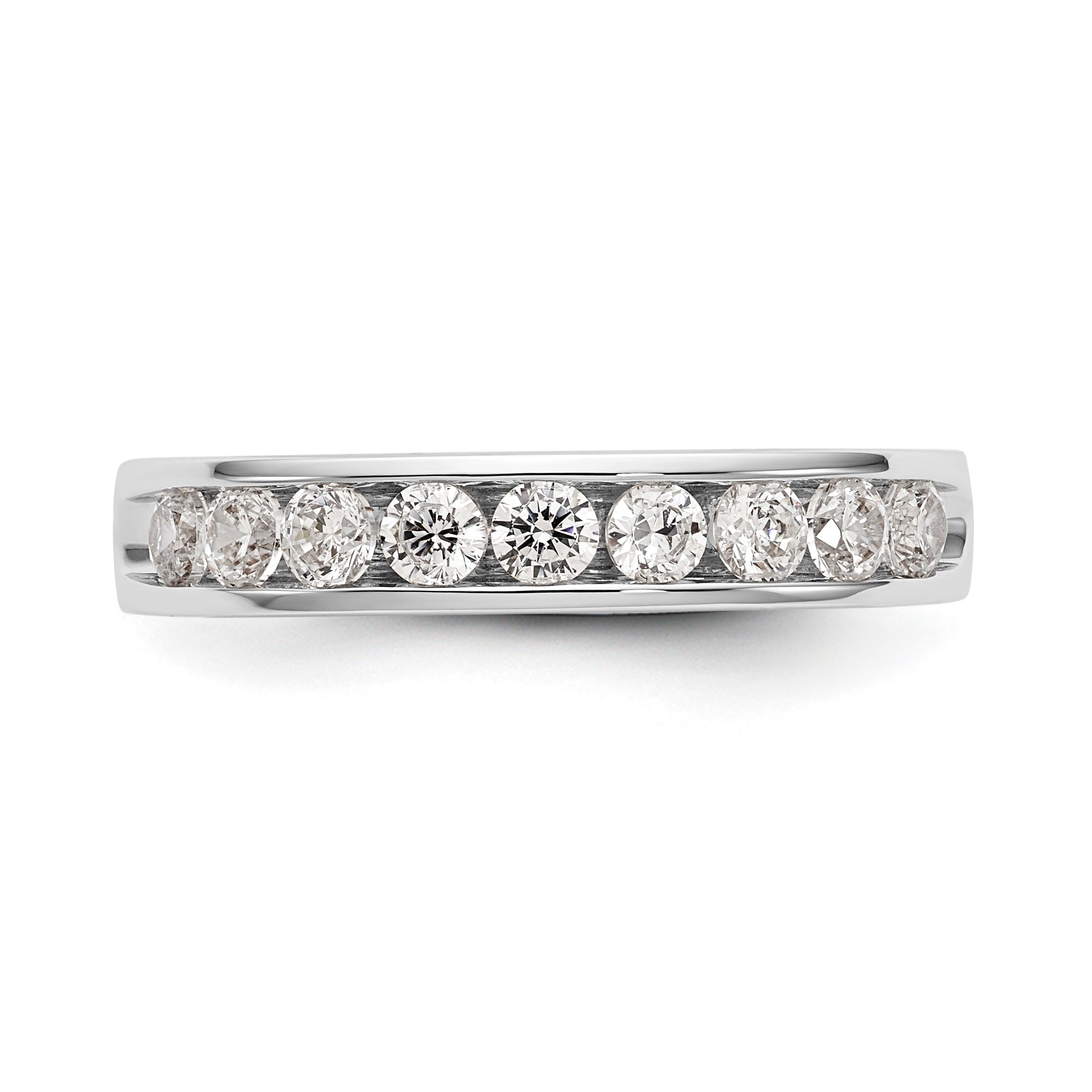 14K White Gold 9-Stone 3/4 carat Round Diamond Complete Channel Band - 6