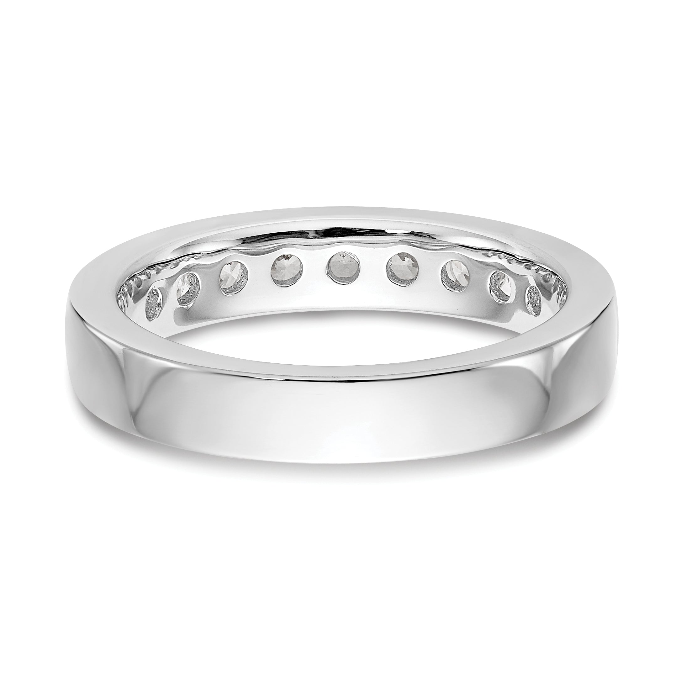 14K White Gold 9-Stone 3/4 carat Round Diamond Complete Channel Band
