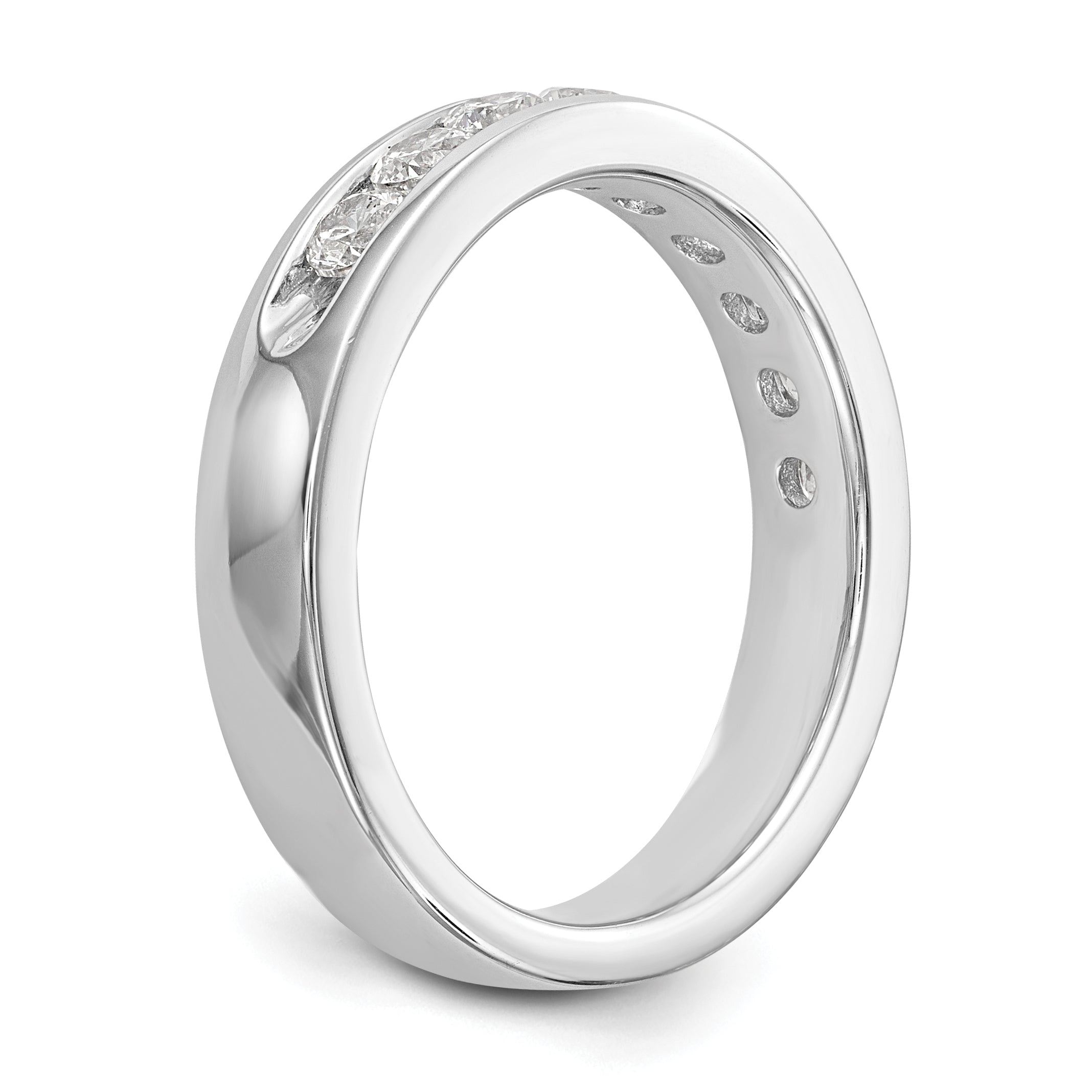 14K White Gold 9-Stone 3/4 carat Round Diamond Complete Channel Band