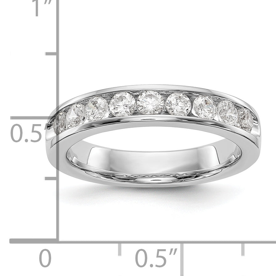 14K White Gold 9-Stone 3/4 carat Round Diamond Complete Channel Band