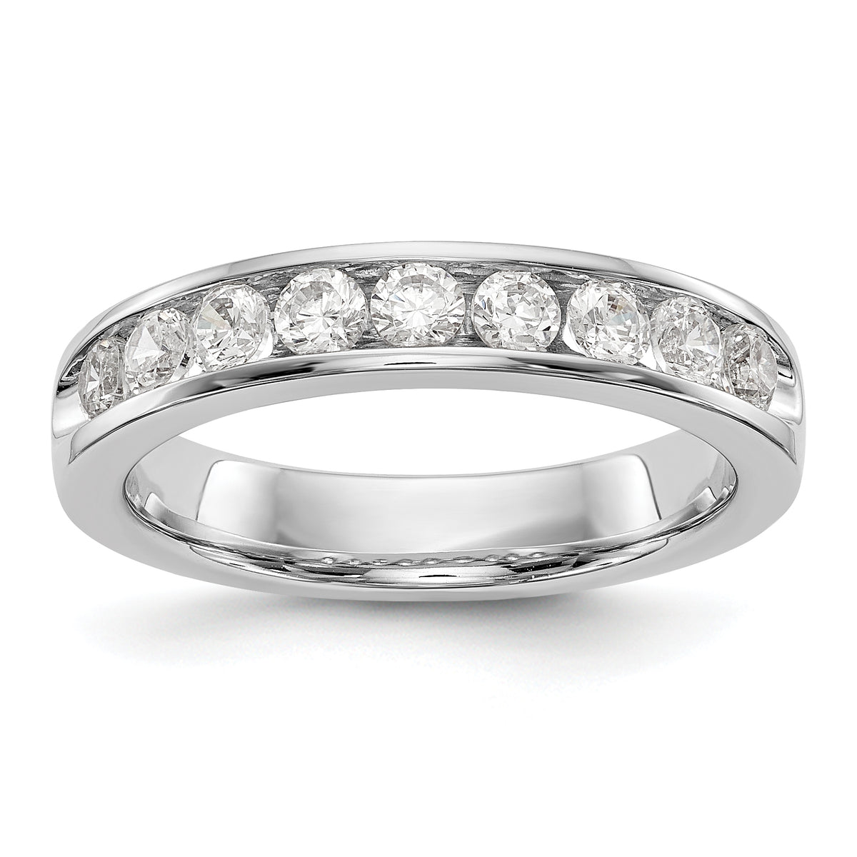 14K White Gold 9-Stone 3/4 carat Round Diamond Complete Channel Band - 6