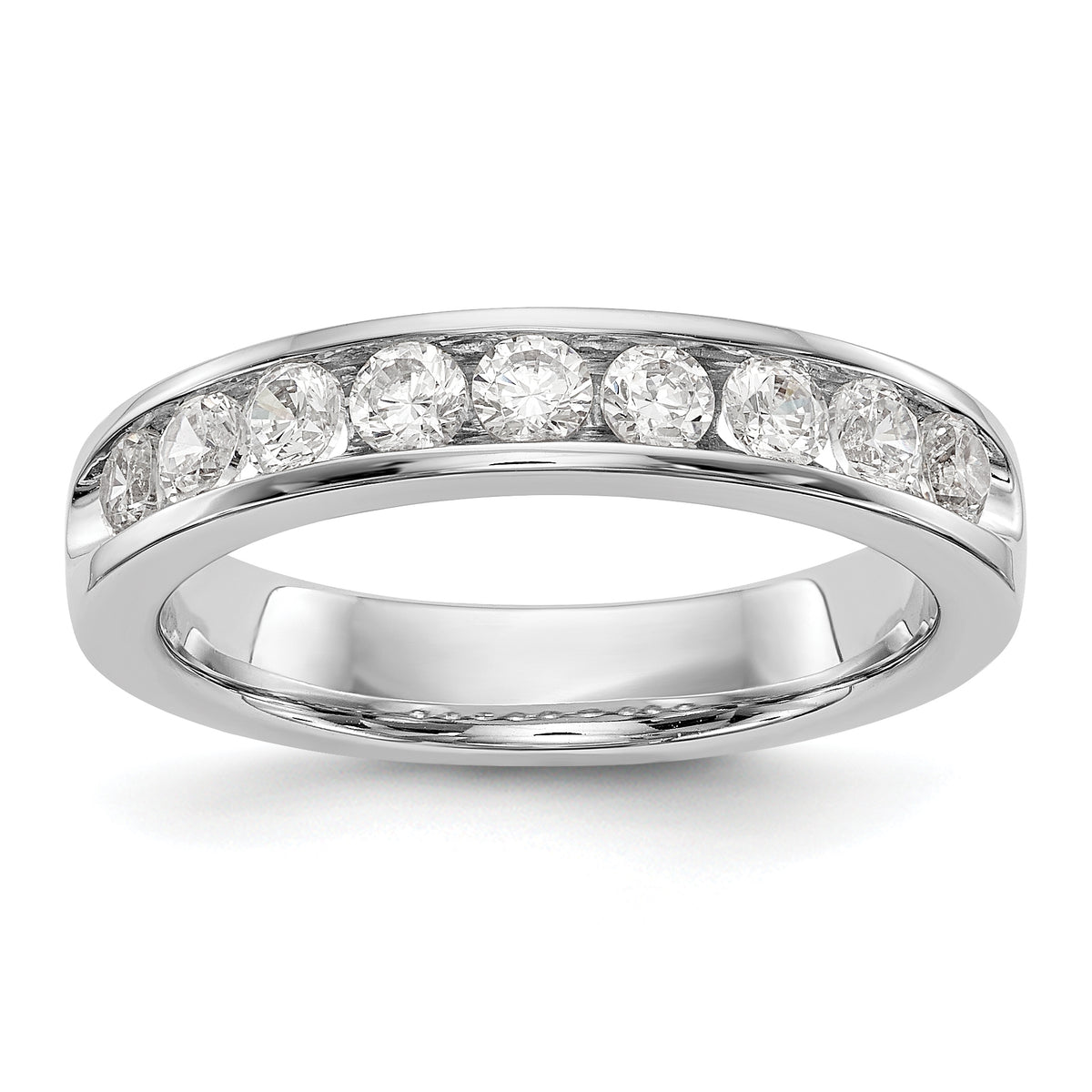 14K White Gold 9-Stone 3/4 carat Round Diamond Complete Channel Band