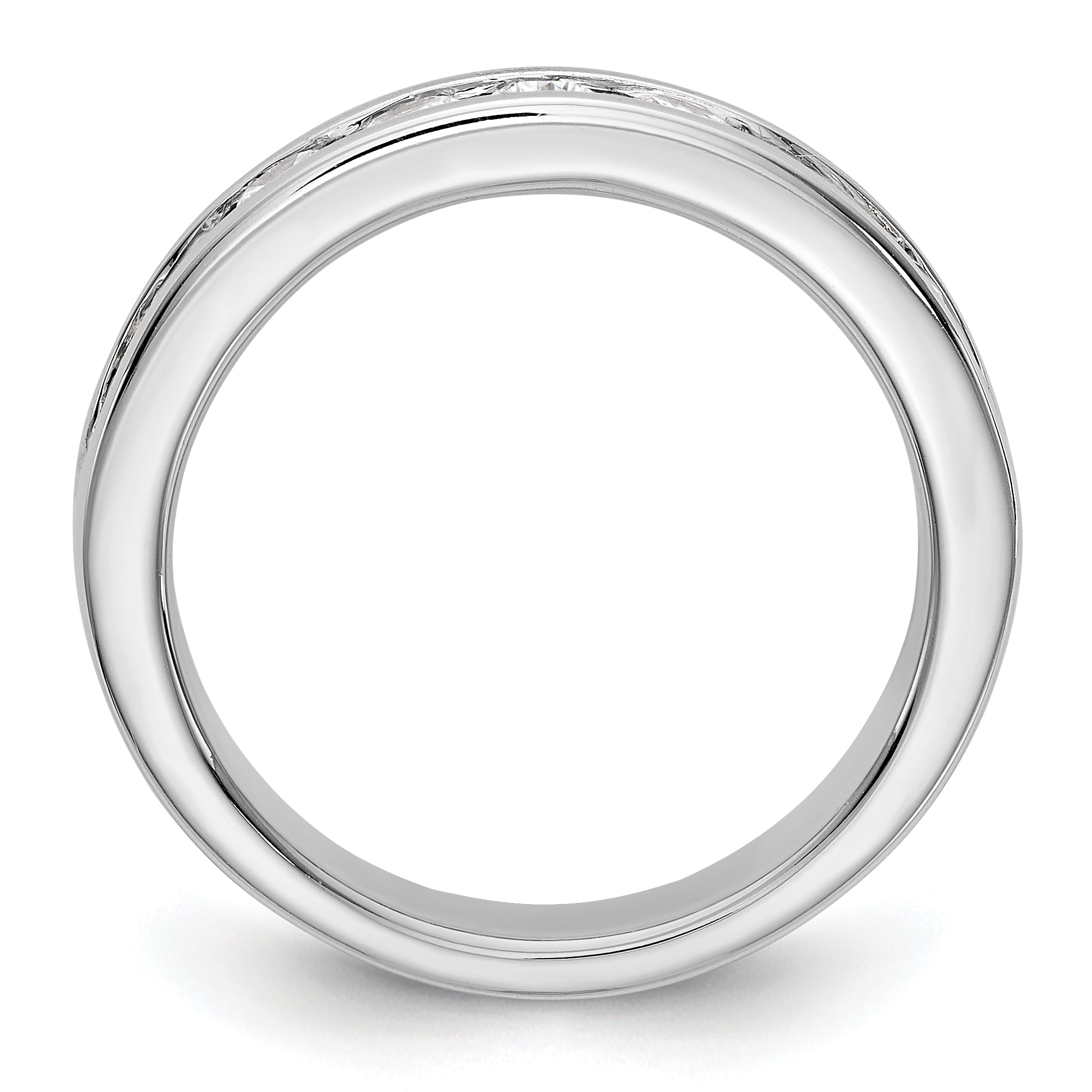 14K White Gold 9-Stone 7/8 carat Round Diamond Complete Channel Band - 6