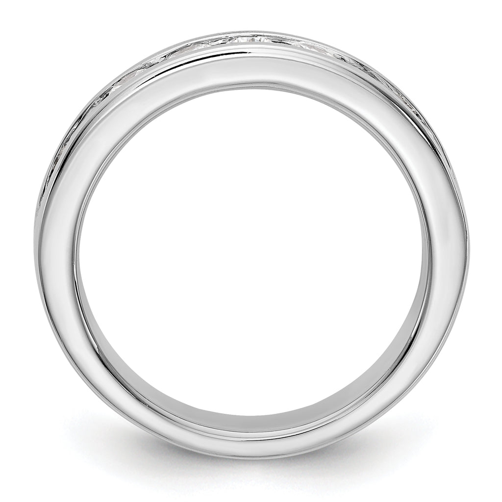 14K White Gold 9-Stone 7/8 carat Round Diamond Complete Channel Band