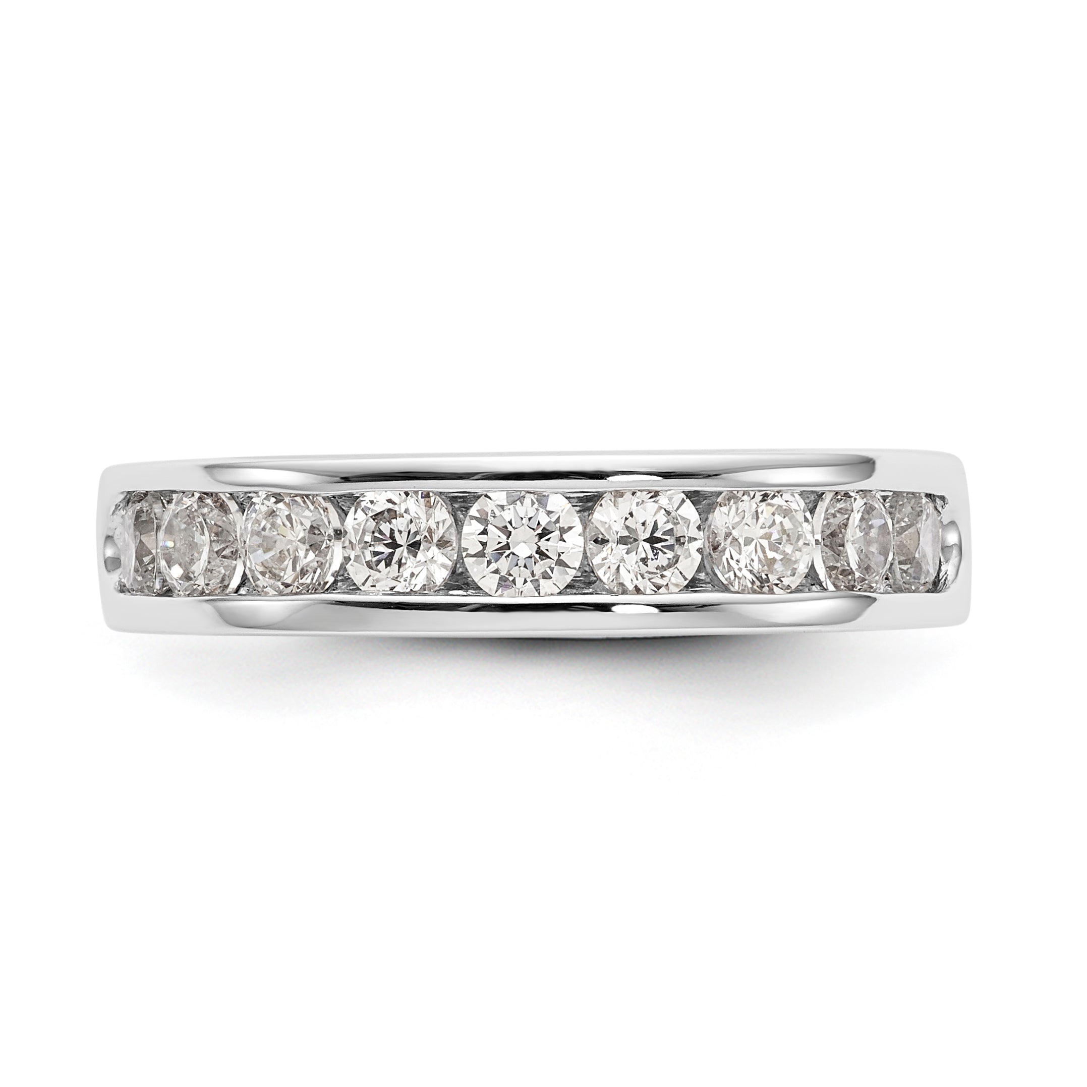 14K White Gold 9-Stone 7/8 carat Round Diamond Complete Channel Band - 6