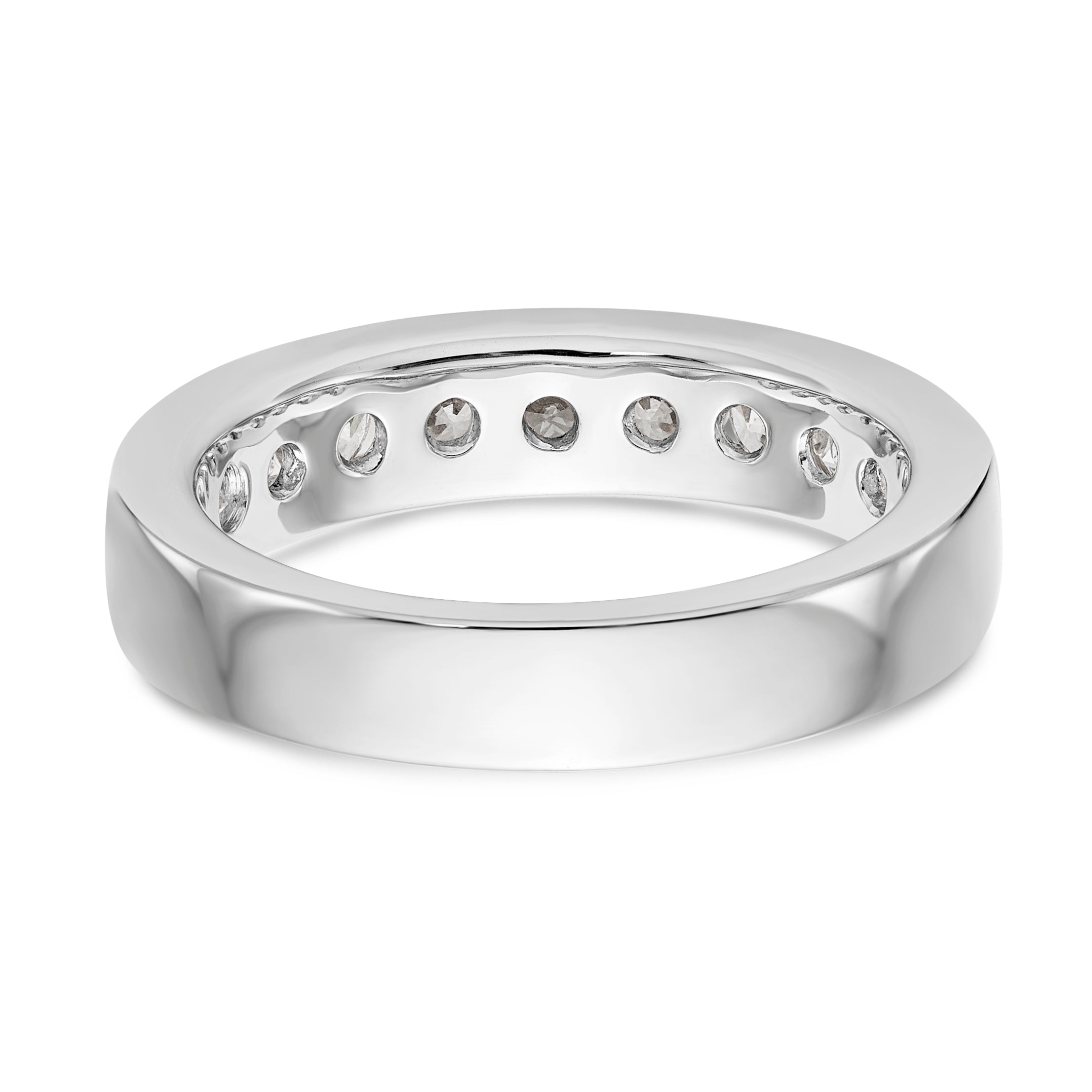 14K White Gold 9-Stone 7/8 carat Round Diamond Complete Channel Band - 6