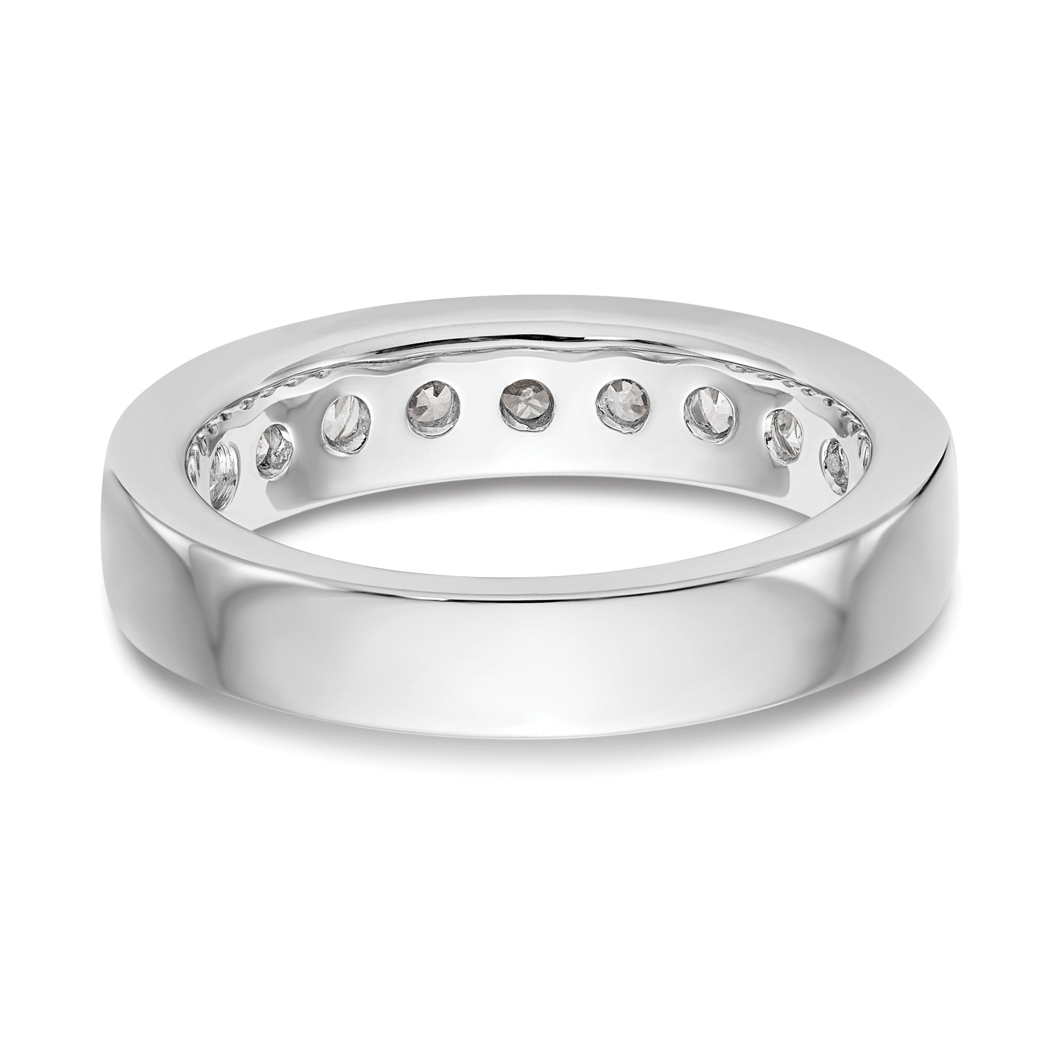 14K White Gold 9-Stone 7/8 carat Round Diamond Complete Channel Band