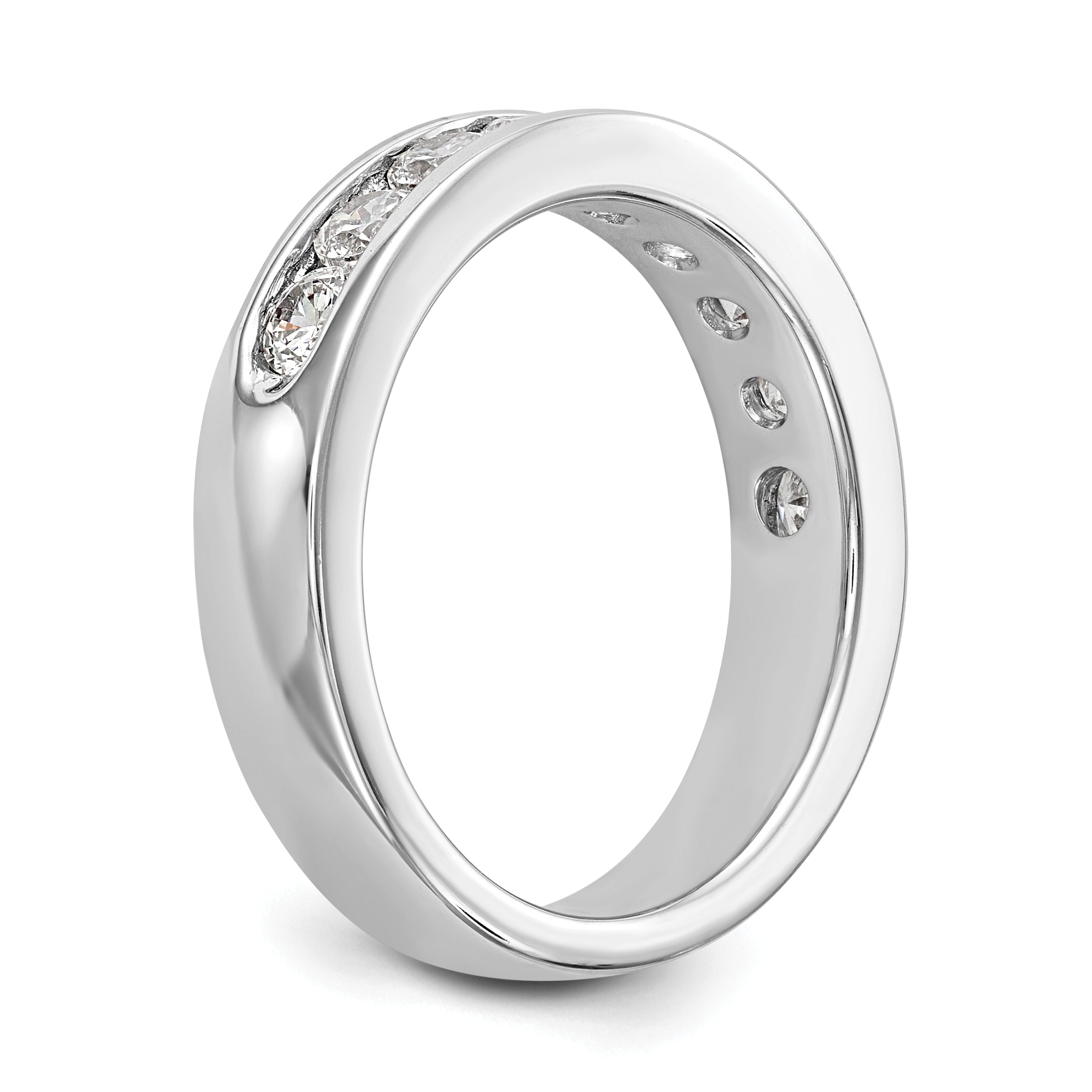 14K White Gold 9-Stone 7/8 carat Round Diamond Complete Channel Band