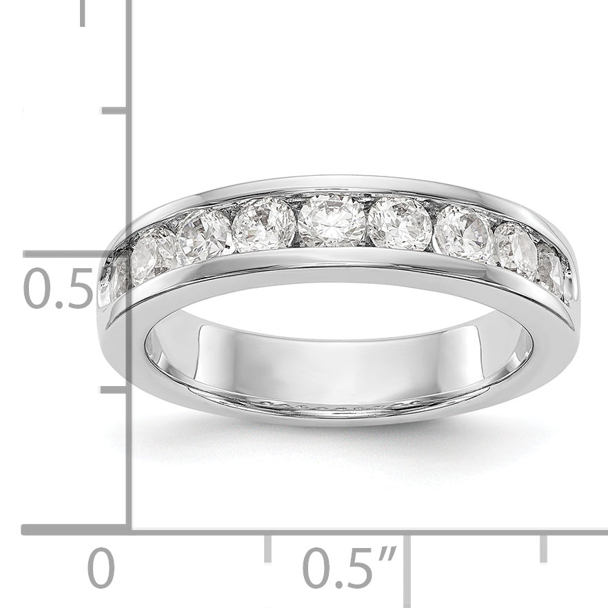 14K White Gold 9-Stone 7/8 carat Round Diamond Complete Channel Band