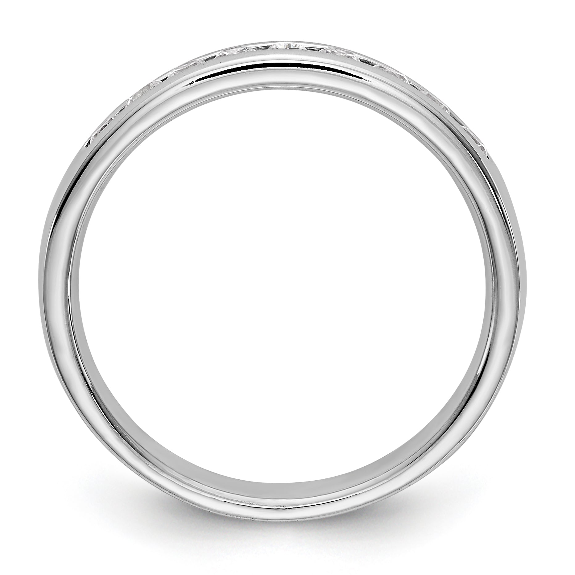 14K White Gold 9-Stone 1/4 carat Round Diamond Complete Channel Band - 6