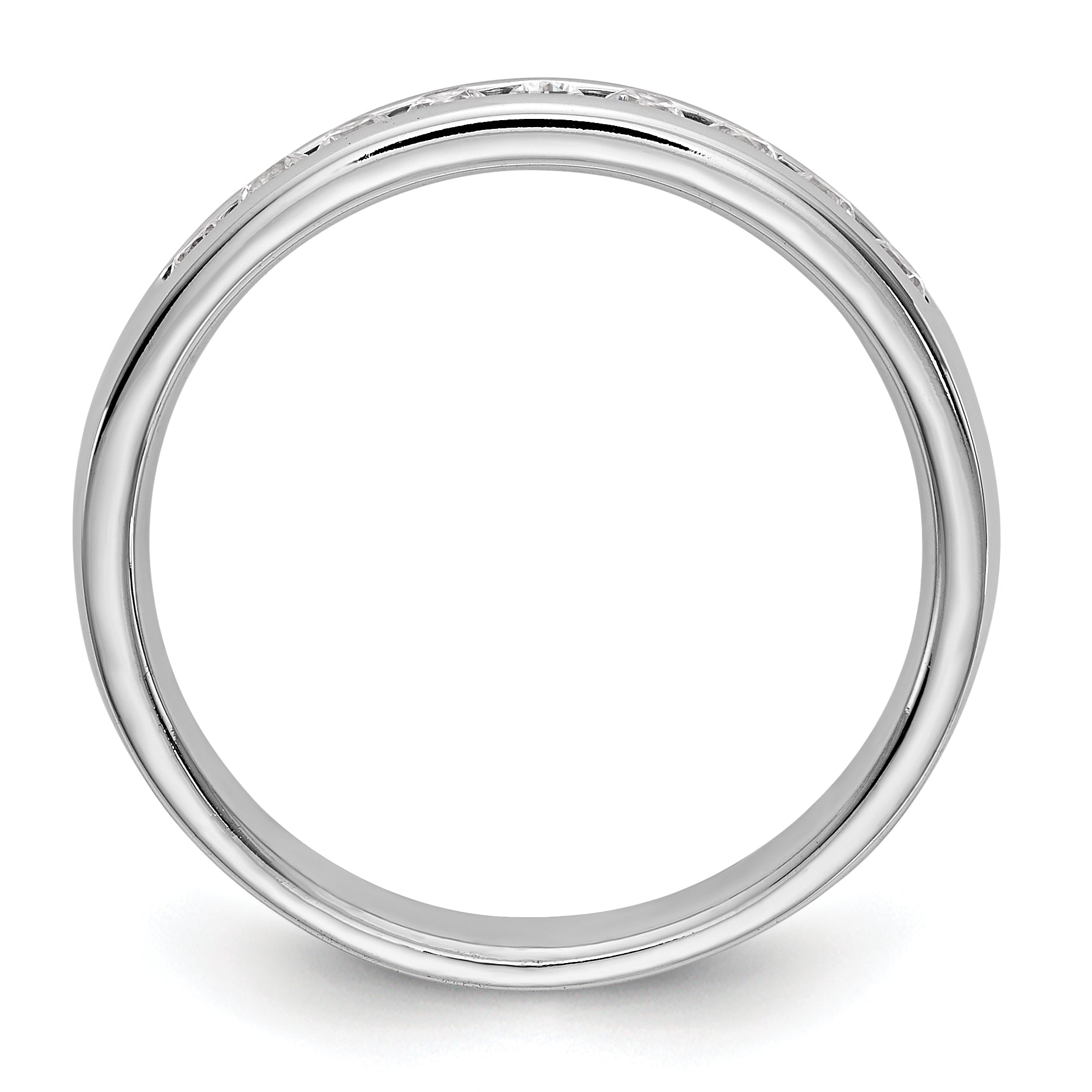 14K White Gold 9-Stone 1/4 carat Round Diamond Complete Channel Band