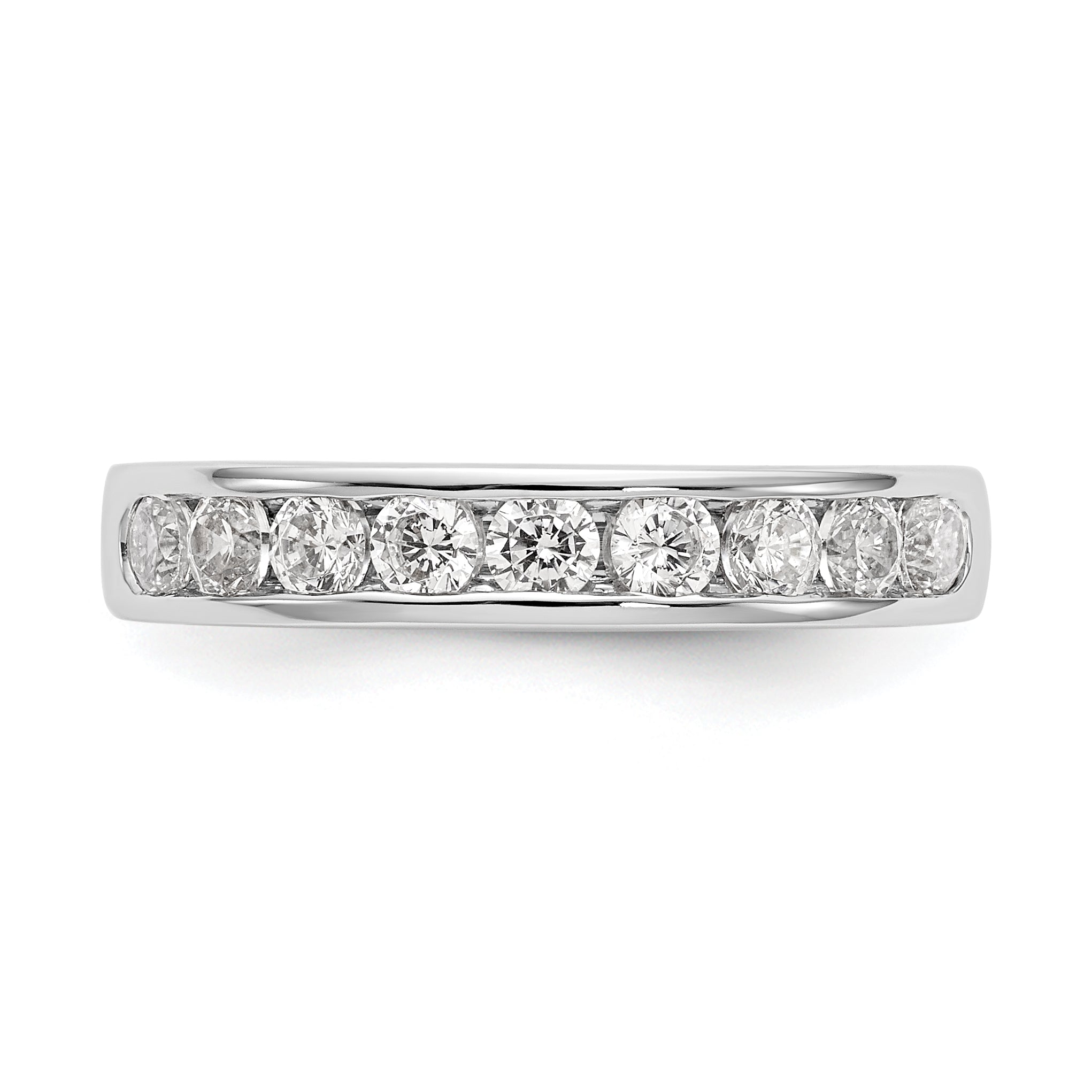 14K White Gold 9-Stone 1/4 carat Round Diamond Complete Channel Band