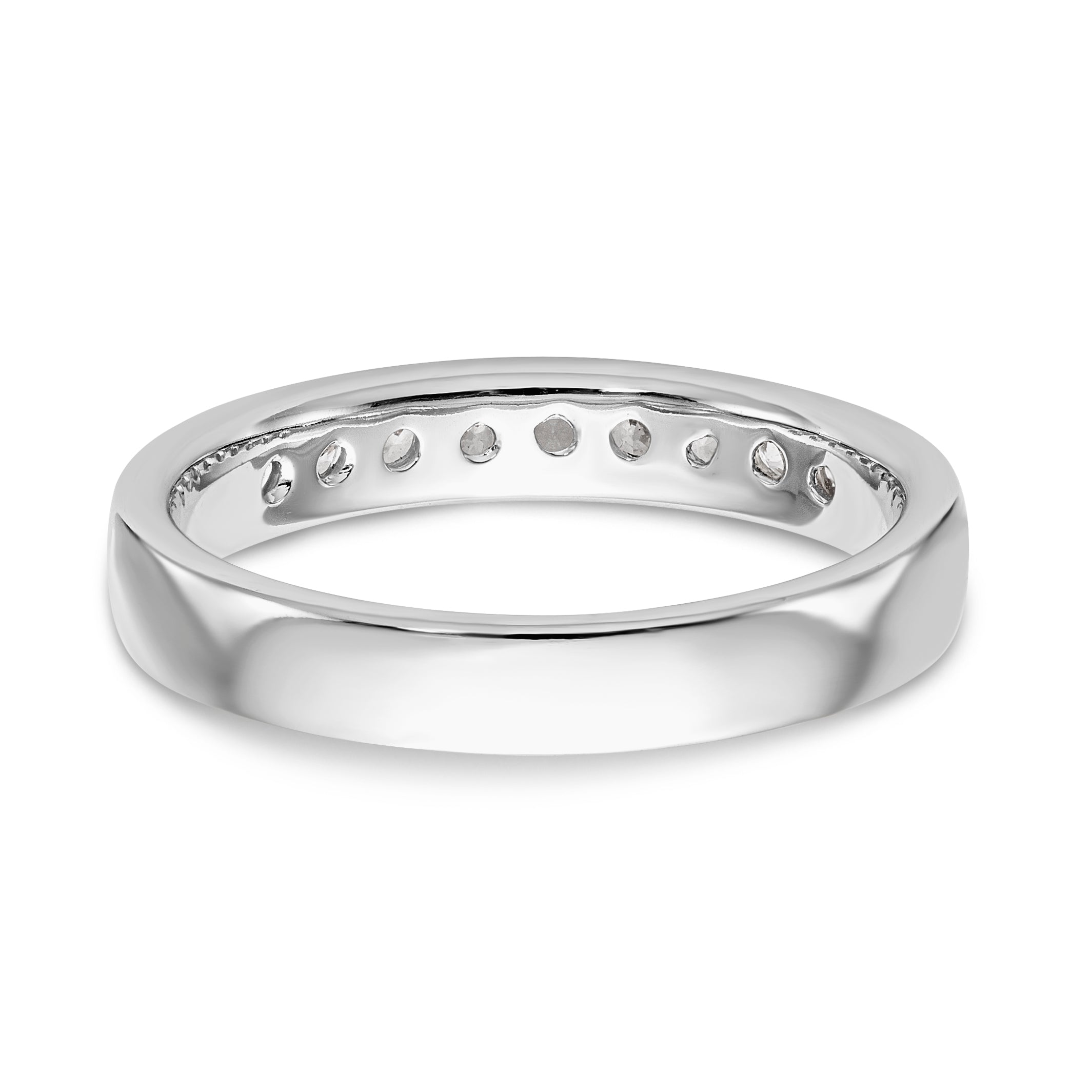 14K White Gold 9-Stone 1/4 carat Round Diamond Complete Channel Band - 6
