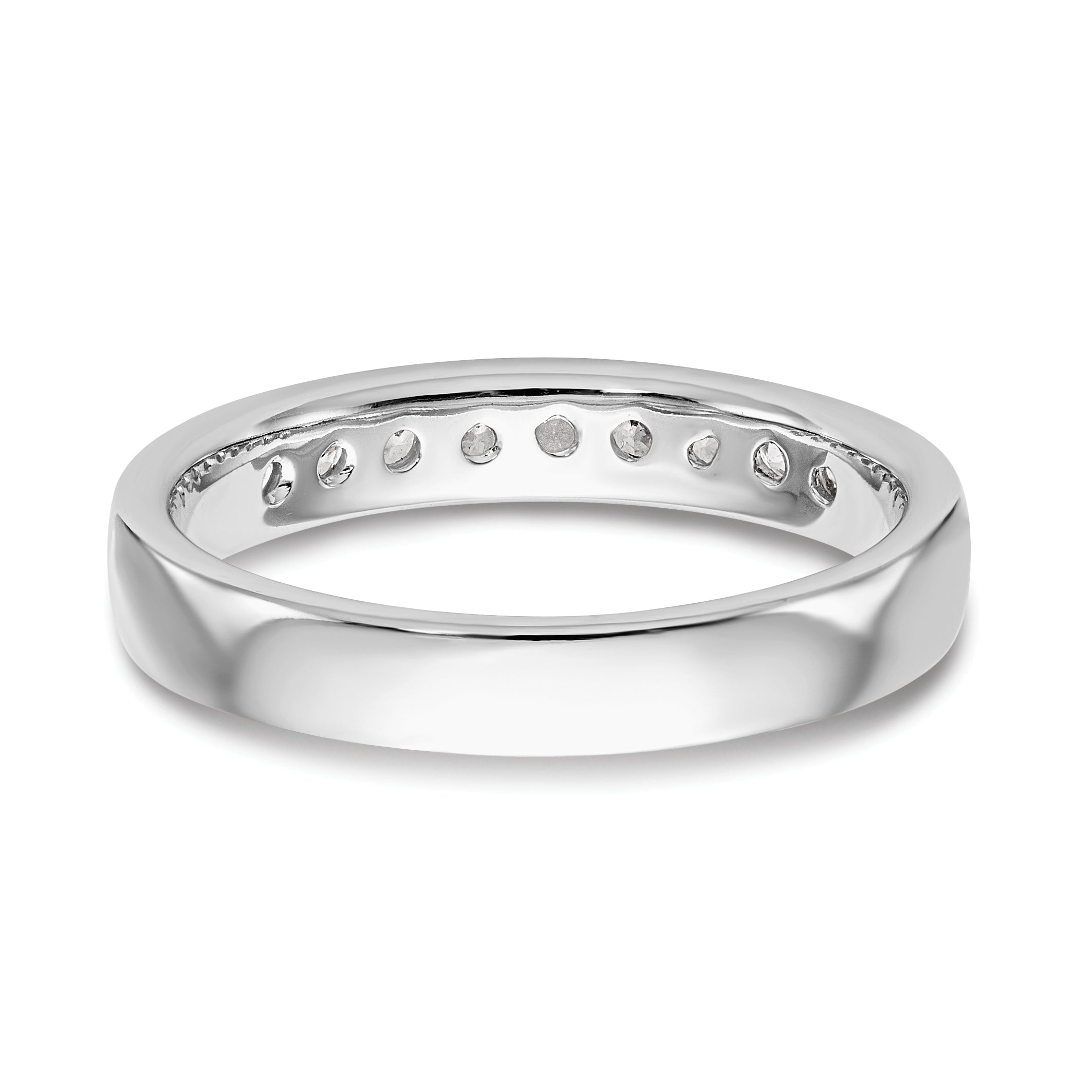 14K White Gold 9-Stone 1/4 carat Round Diamond Complete Channel Band