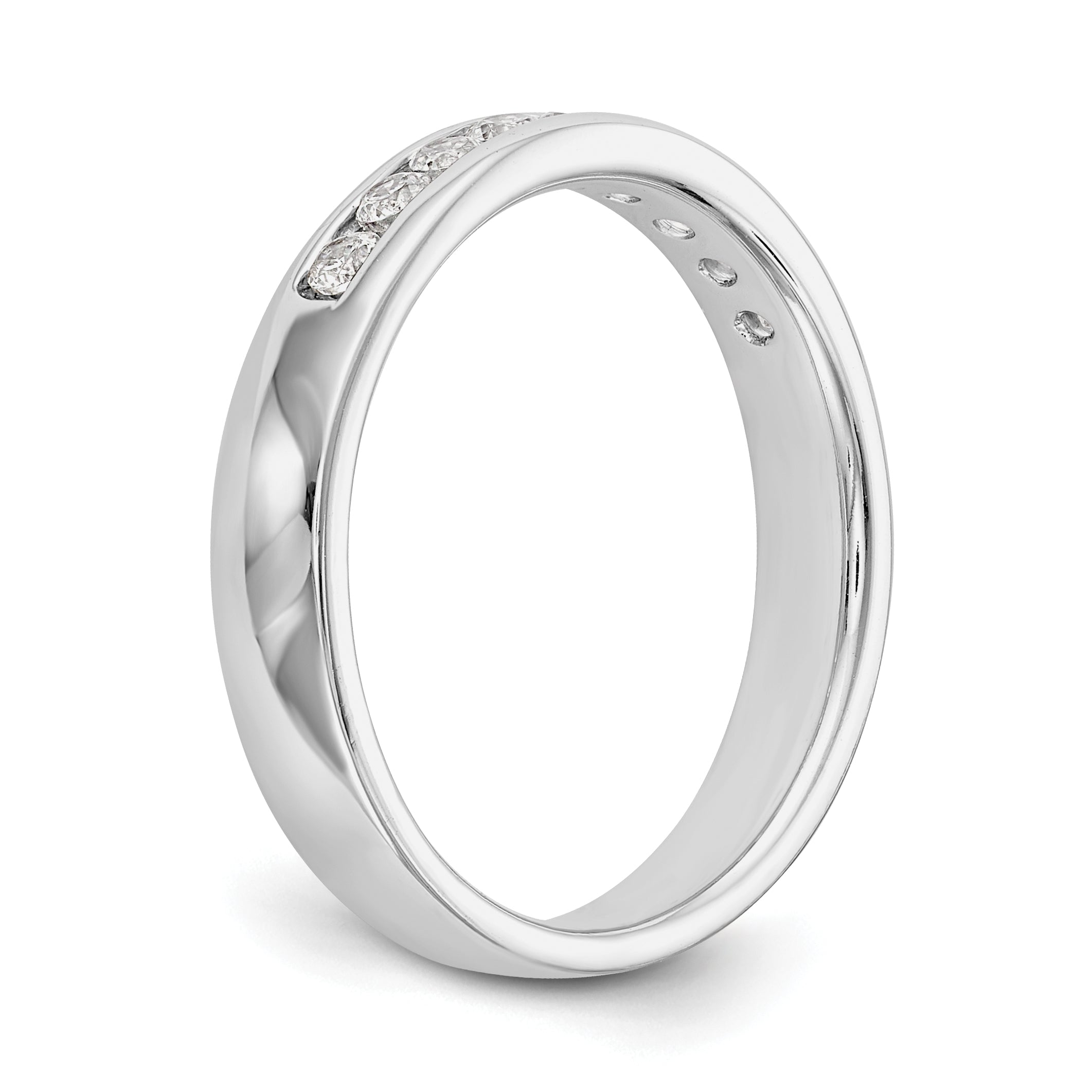 14K White Gold 9-Stone 1/4 carat Round Diamond Complete Channel Band