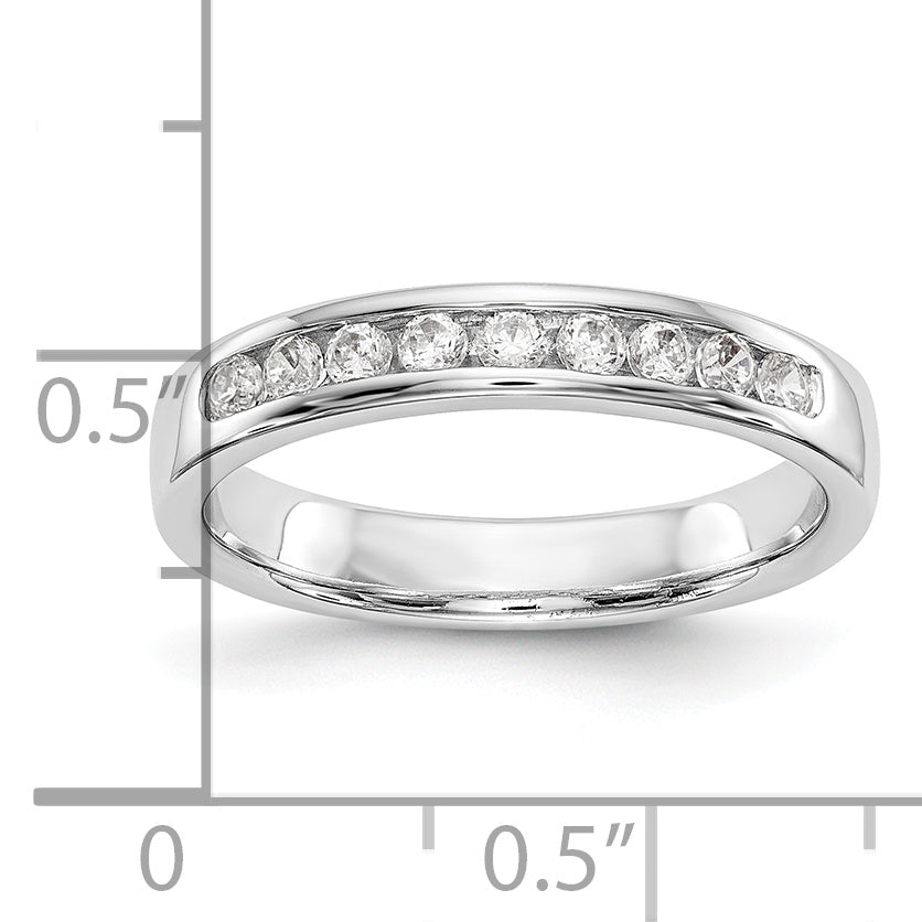 14K White Gold 9-Stone 1/4 carat Round Diamond Complete Channel Band