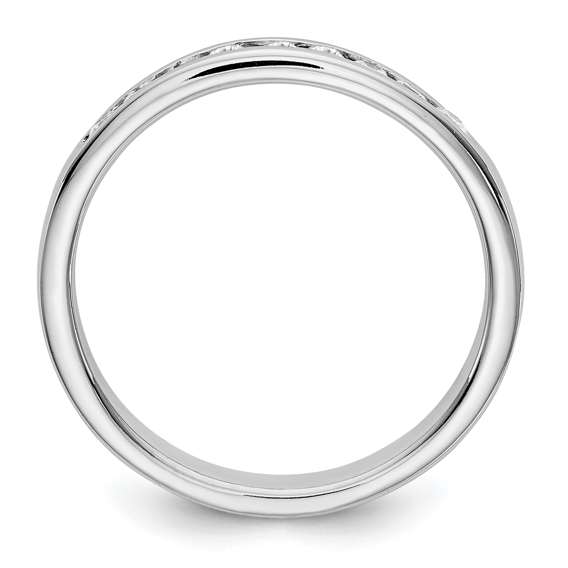 14K White Gold 9-Stone 1/3 carat Round Diamond Complete Channel Band
