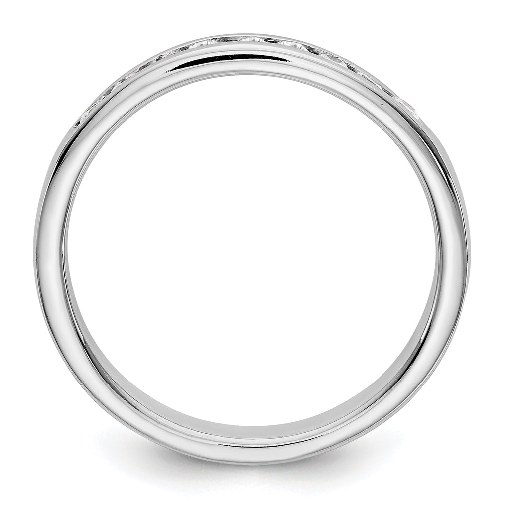 14K White Gold 9-Stone 1/3 carat Round Diamond Complete Channel Band