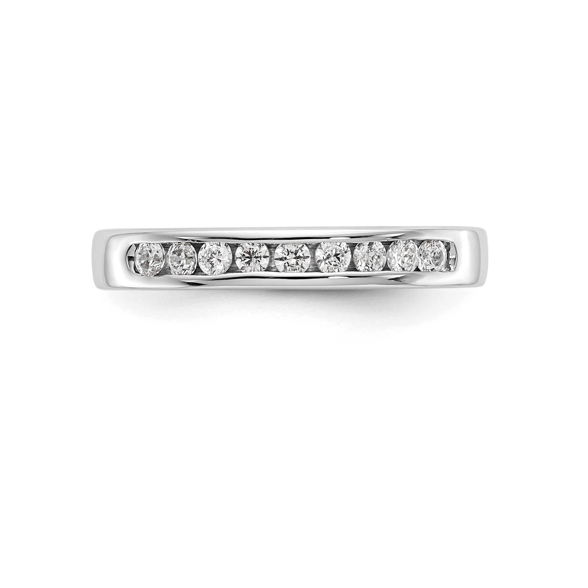 14K White Gold 9-Stone 1/3 carat Round Diamond Complete Channel Band - 6
