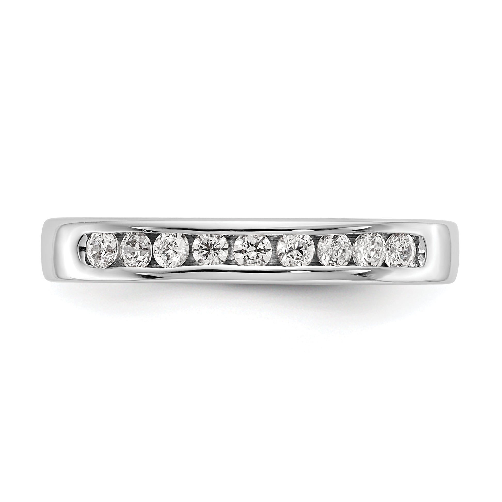 14K White Gold 9-Stone 1/3 carat Round Diamond Complete Channel Band