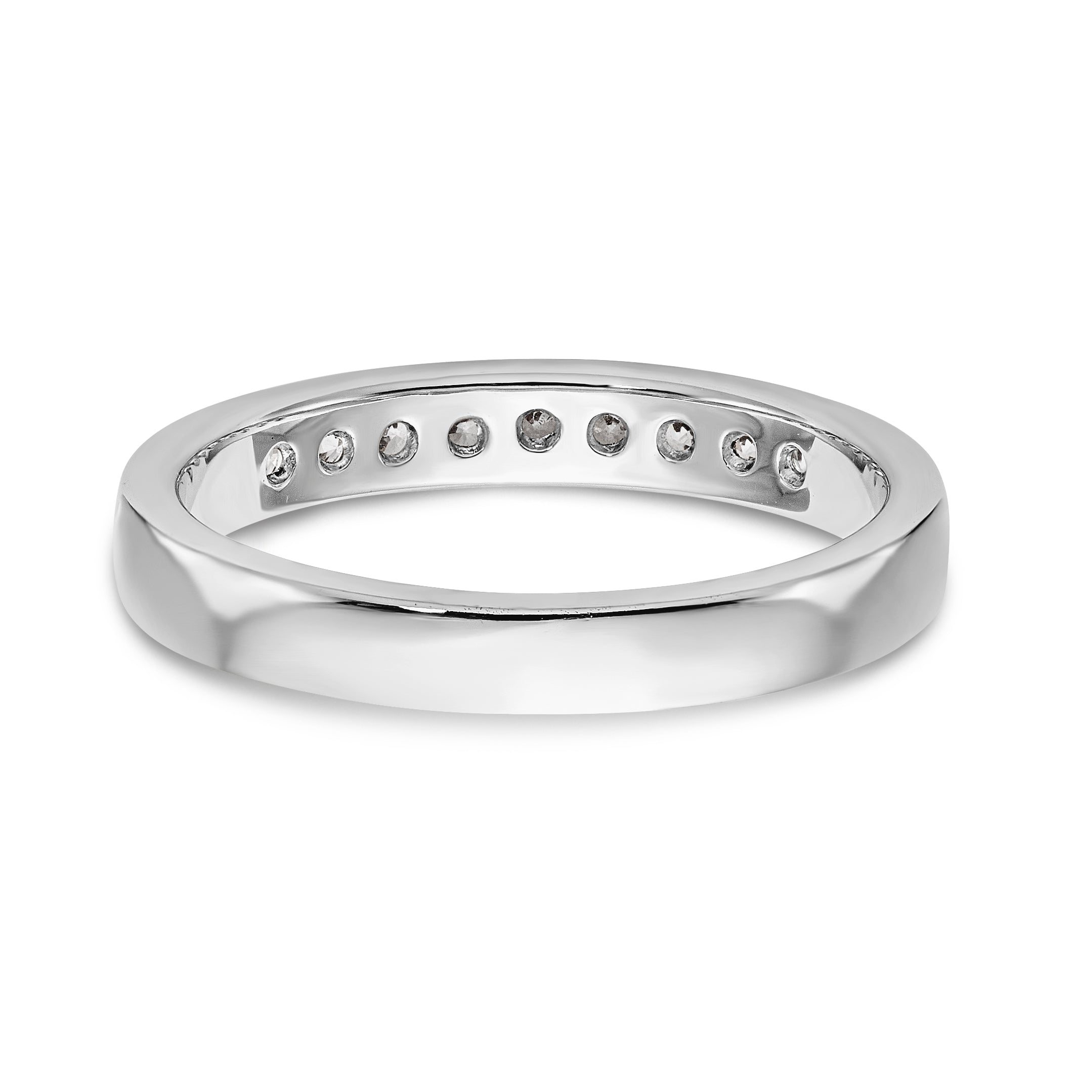 14K White Gold 9-Stone 1/3 carat Round Diamond Complete Channel Band - 6