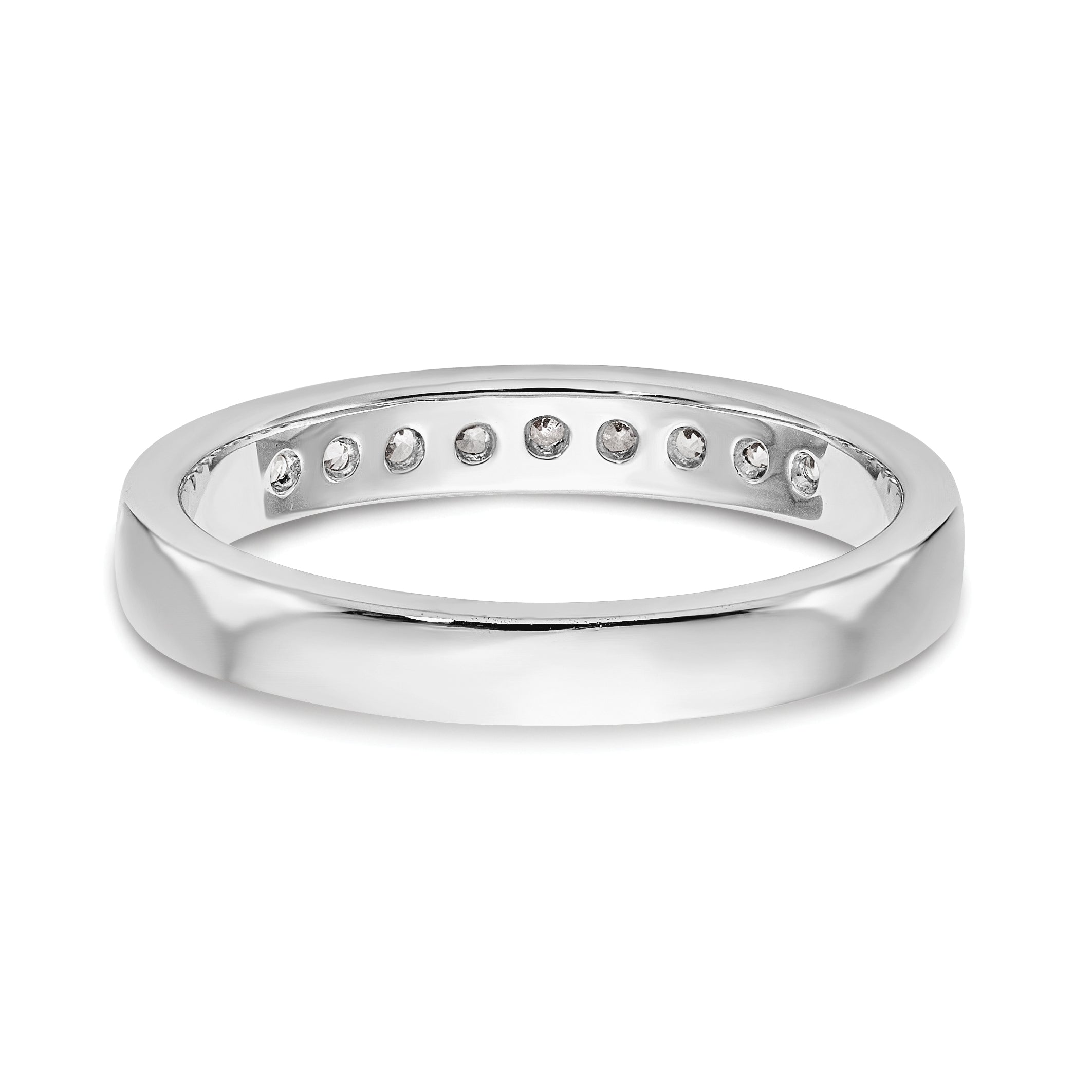 14K White Gold 9-Stone 1/3 carat Round Diamond Complete Channel Band