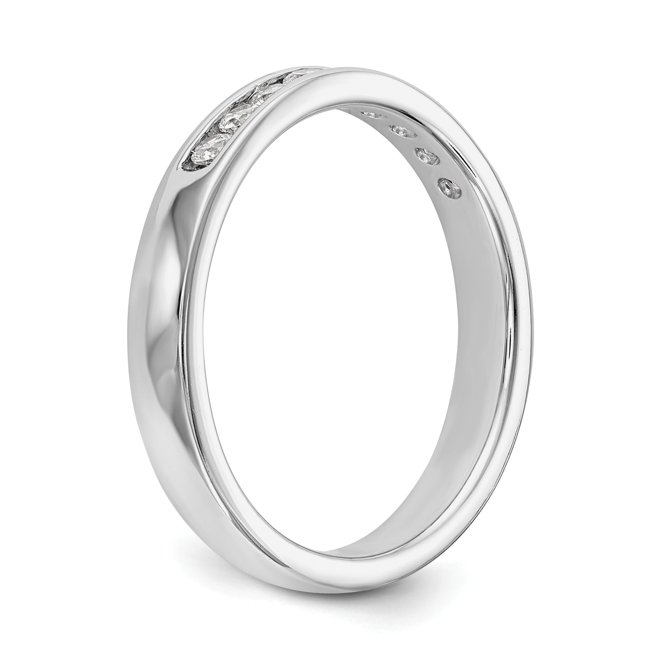 14K White Gold 9-Stone 1/3 carat Round Diamond Complete Channel Band