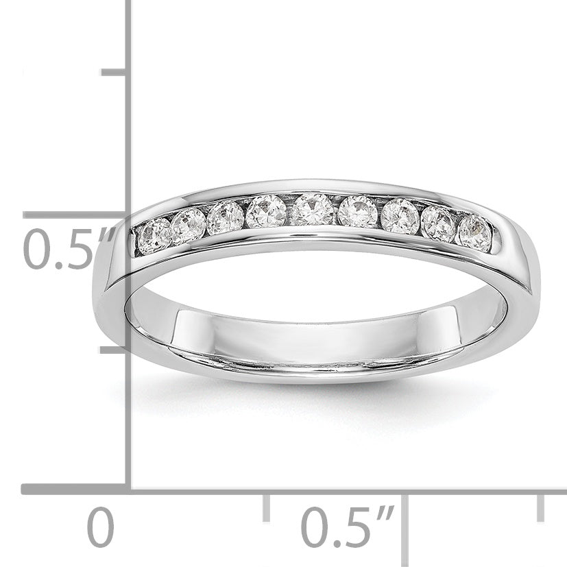 14K White Gold 9-Stone 1/3 carat Round Diamond Complete Channel Band