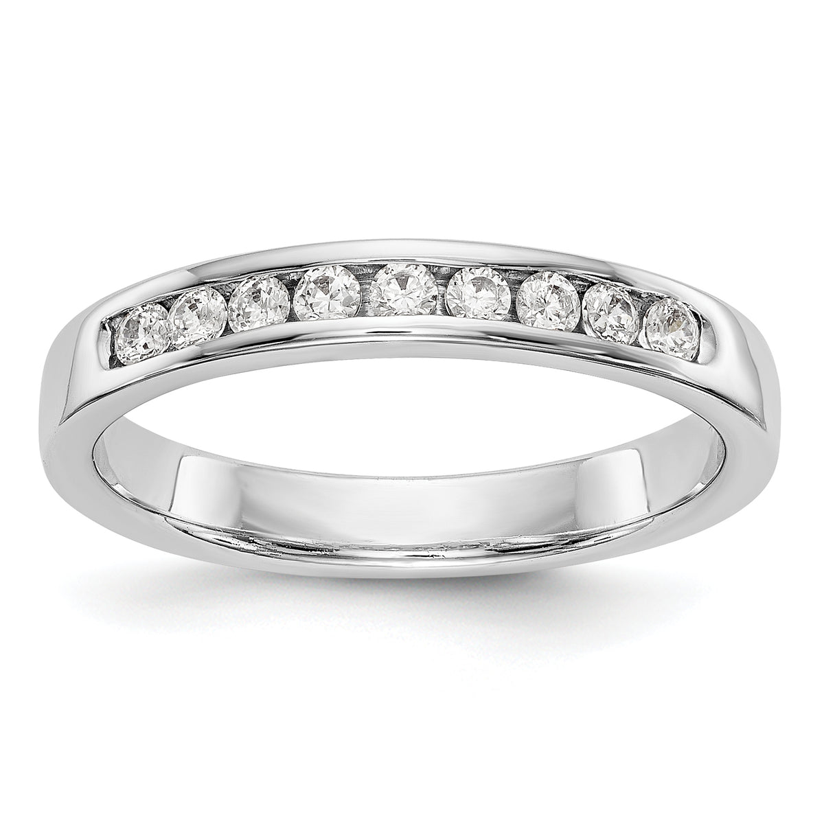 14K White Gold 9-Stone 1/3 carat Round Diamond Complete Channel Band - 6