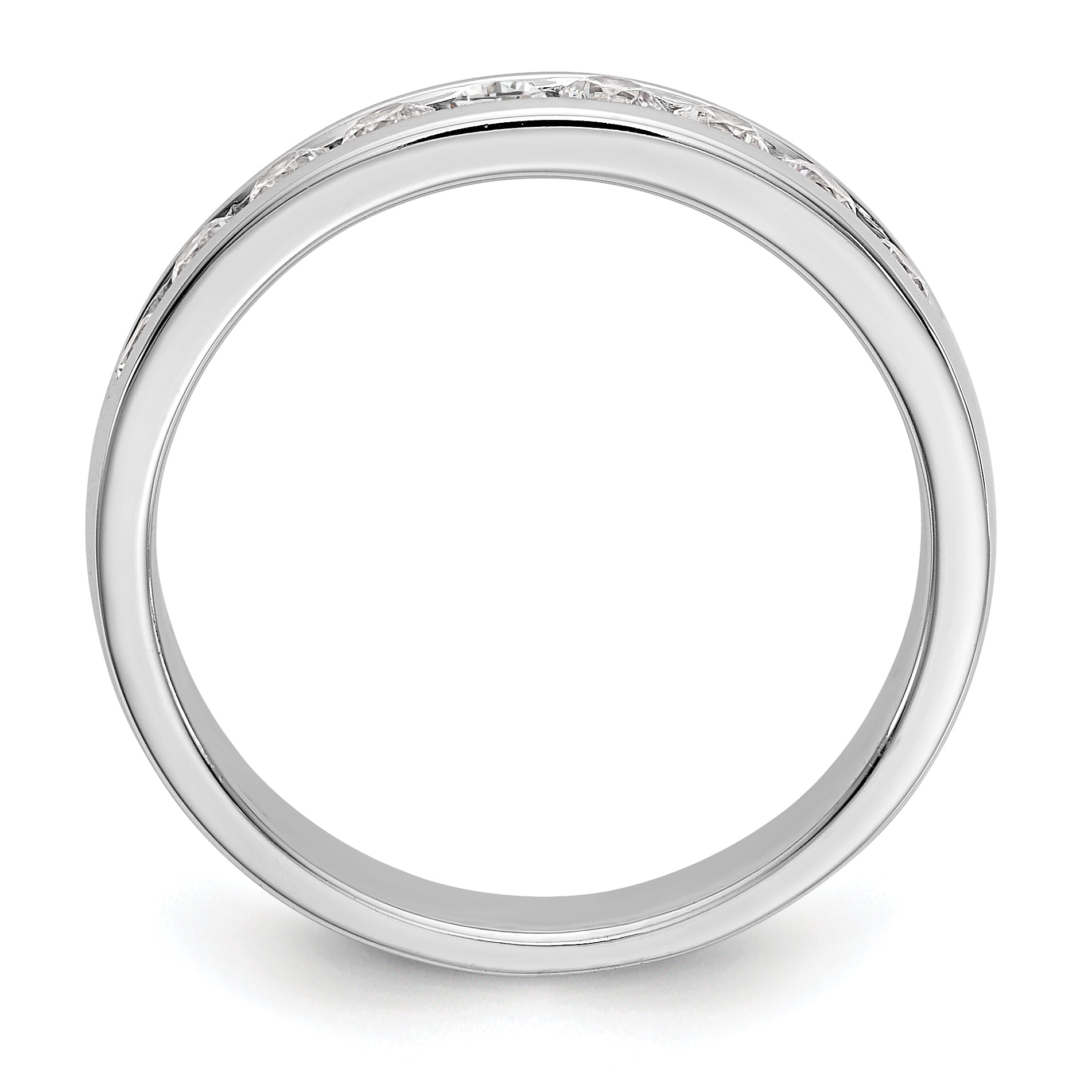 14K White Gold 9-Stone 1/2 carat Round Diamond Complete Channel Band