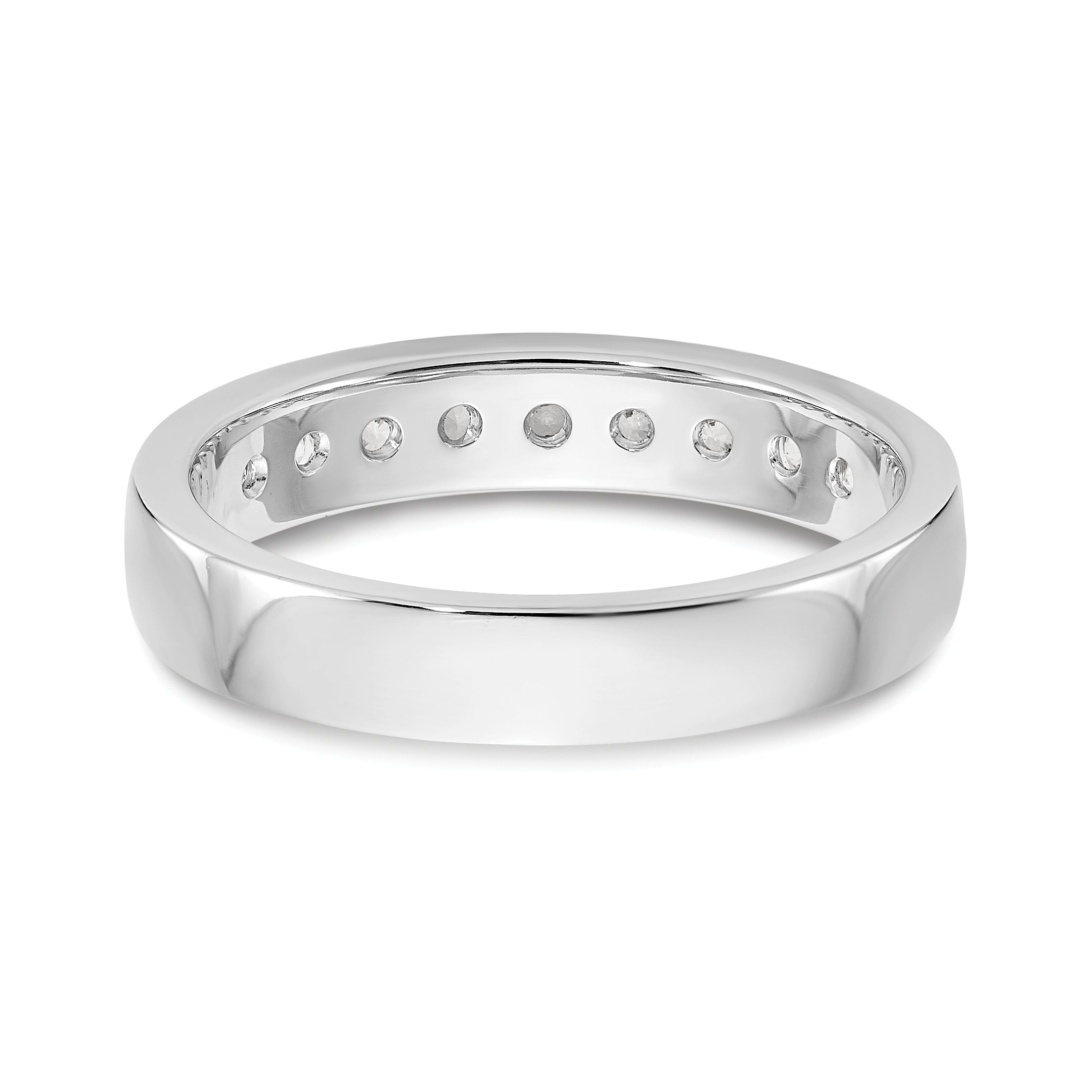 14K White Gold 9-Stone 1/2 carat Round Diamond Complete Channel Band