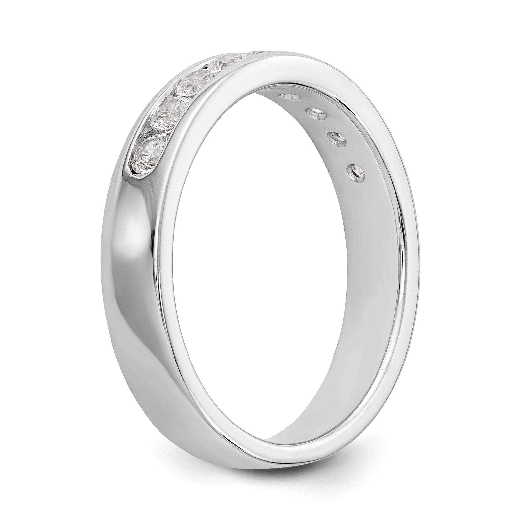 14K White Gold 9-Stone 1/2 carat Round Diamond Complete Channel Band