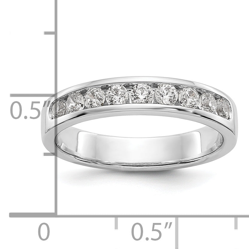 14K White Gold 9-Stone 1/2 carat Round Diamond Complete Channel Band