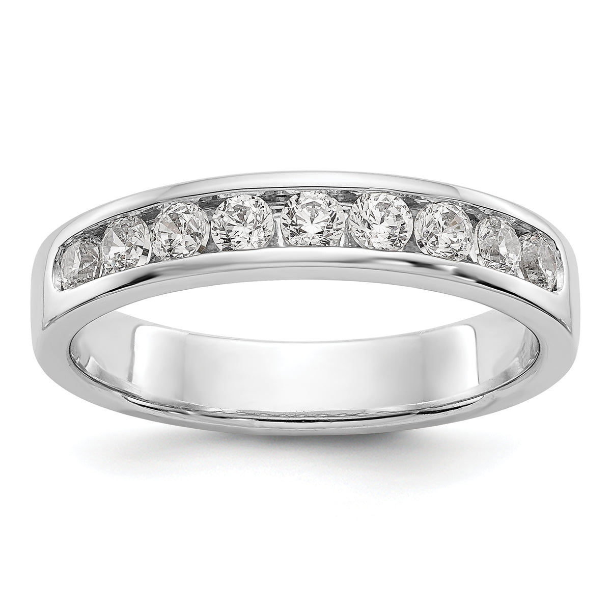 14K White Gold 9-Stone 1/2 carat Round Diamond Complete Channel Band - 6