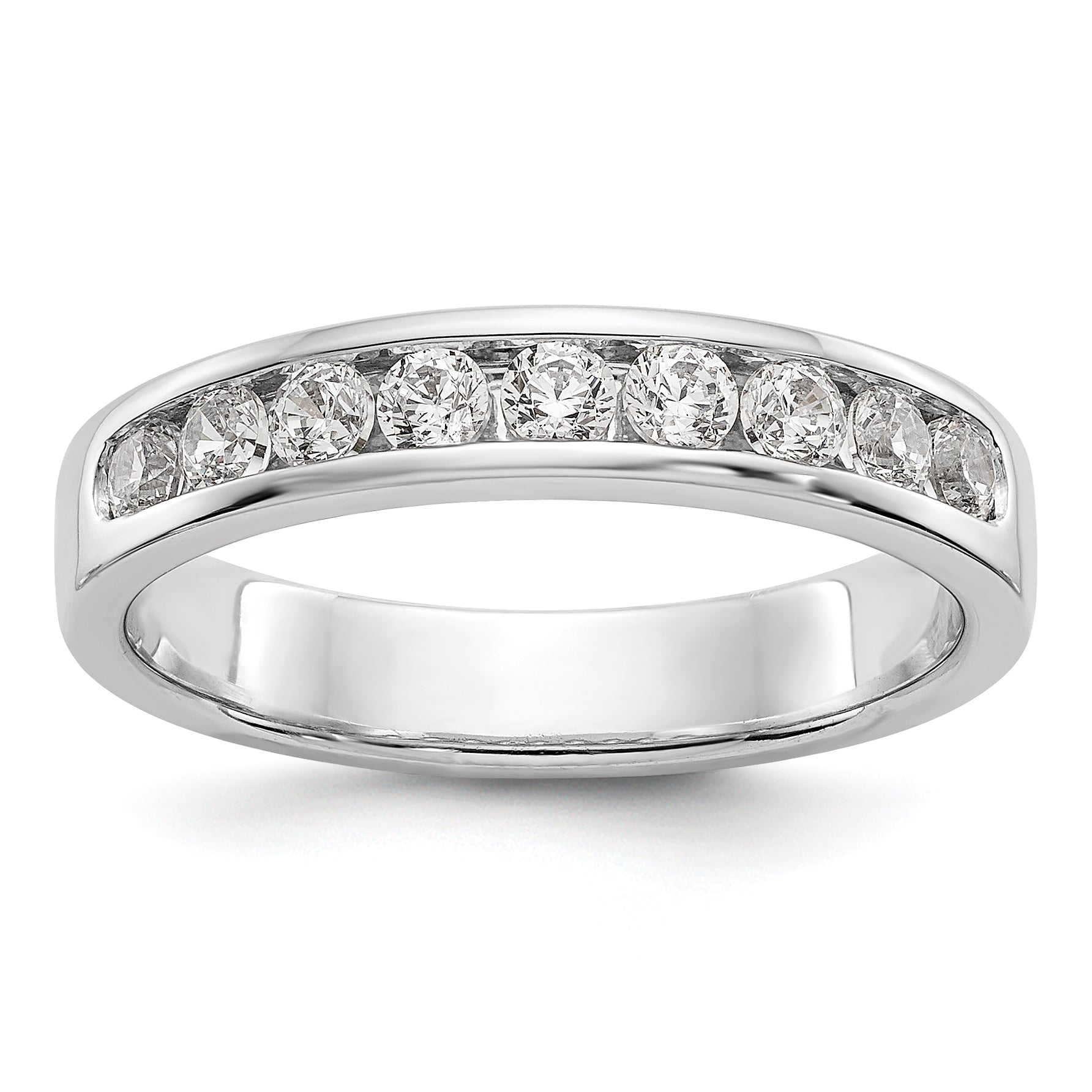 14K White Gold 9-Stone 1/2 carat Round Diamond Complete Channel Band Main image