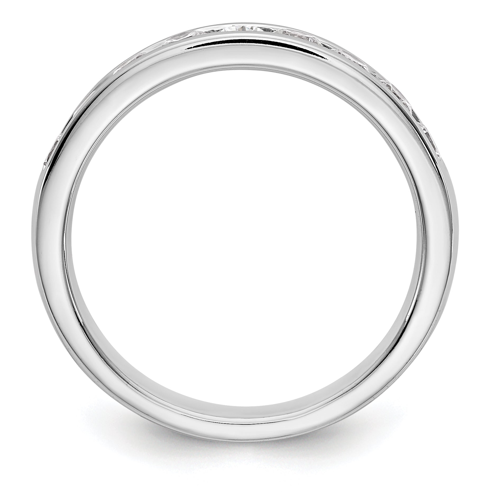 14K White Gold 9-Stone 3/4 carat Round Diamond Complete Channel Band