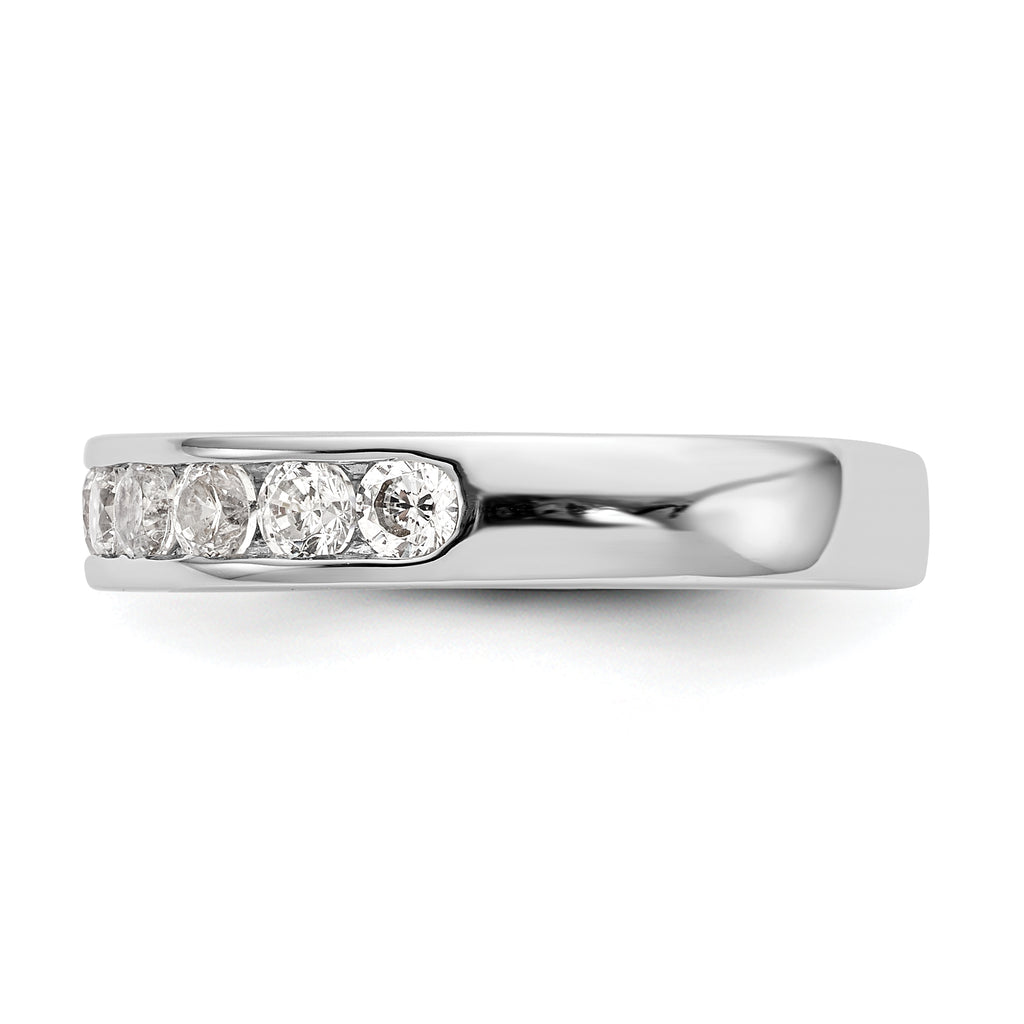 14K White Gold 9-Stone 3/4 carat Round Diamond Complete Channel Band