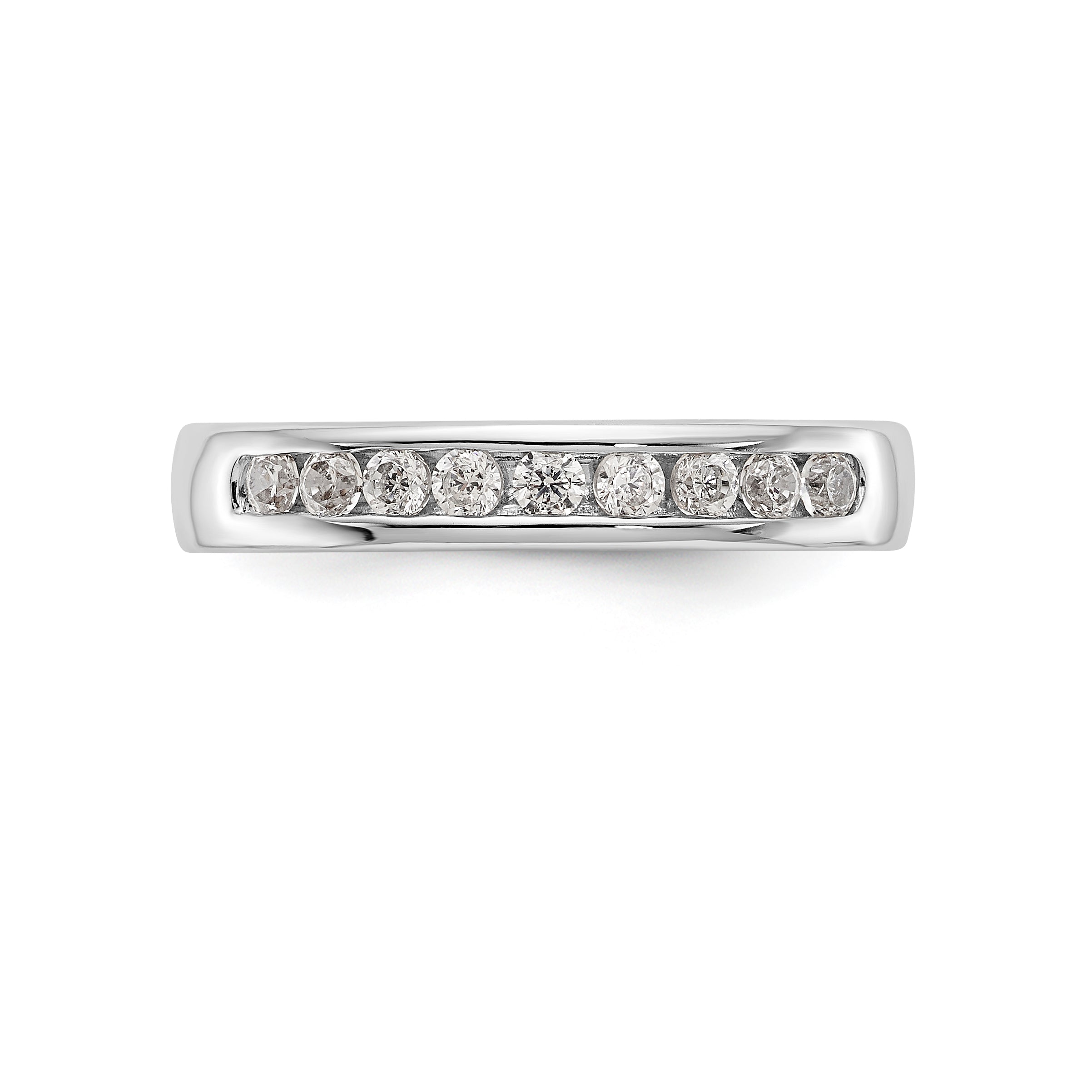 14K White Gold 9-Stone 3/4 carat Round Diamond Complete Channel Band - 6