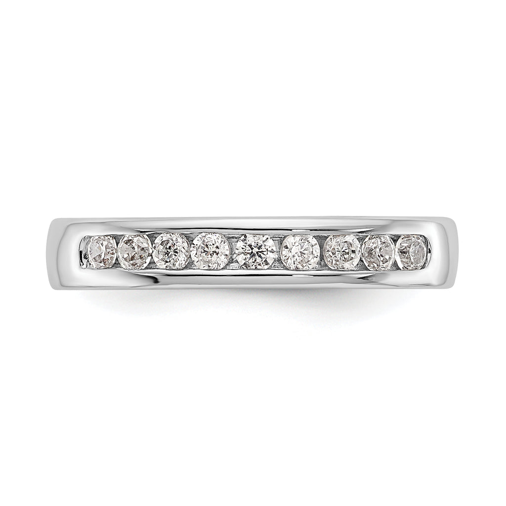 14K White Gold 9-Stone 3/4 carat Round Diamond Complete Channel Band
