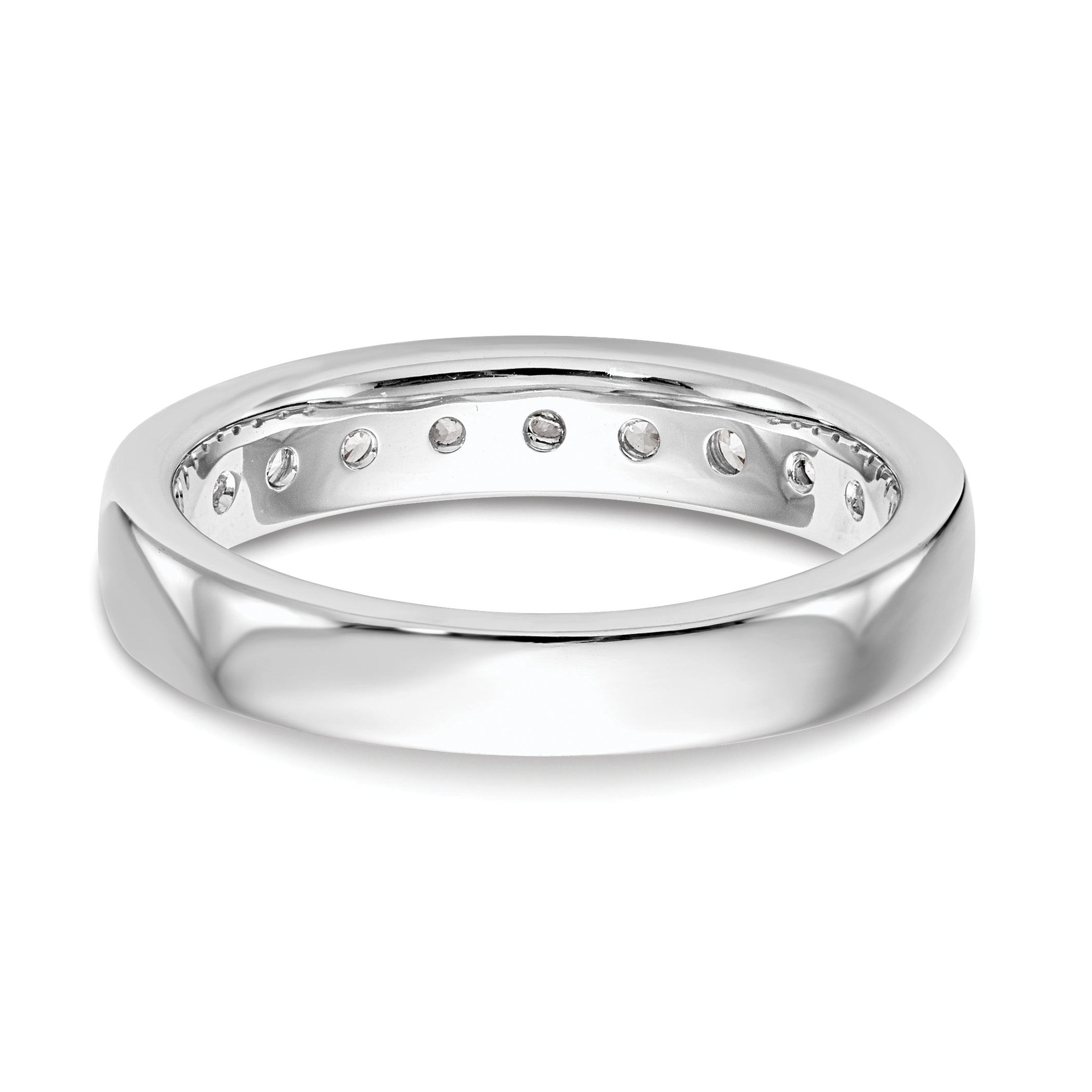 14K White Gold 9-Stone 3/4 carat Round Diamond Complete Channel Band