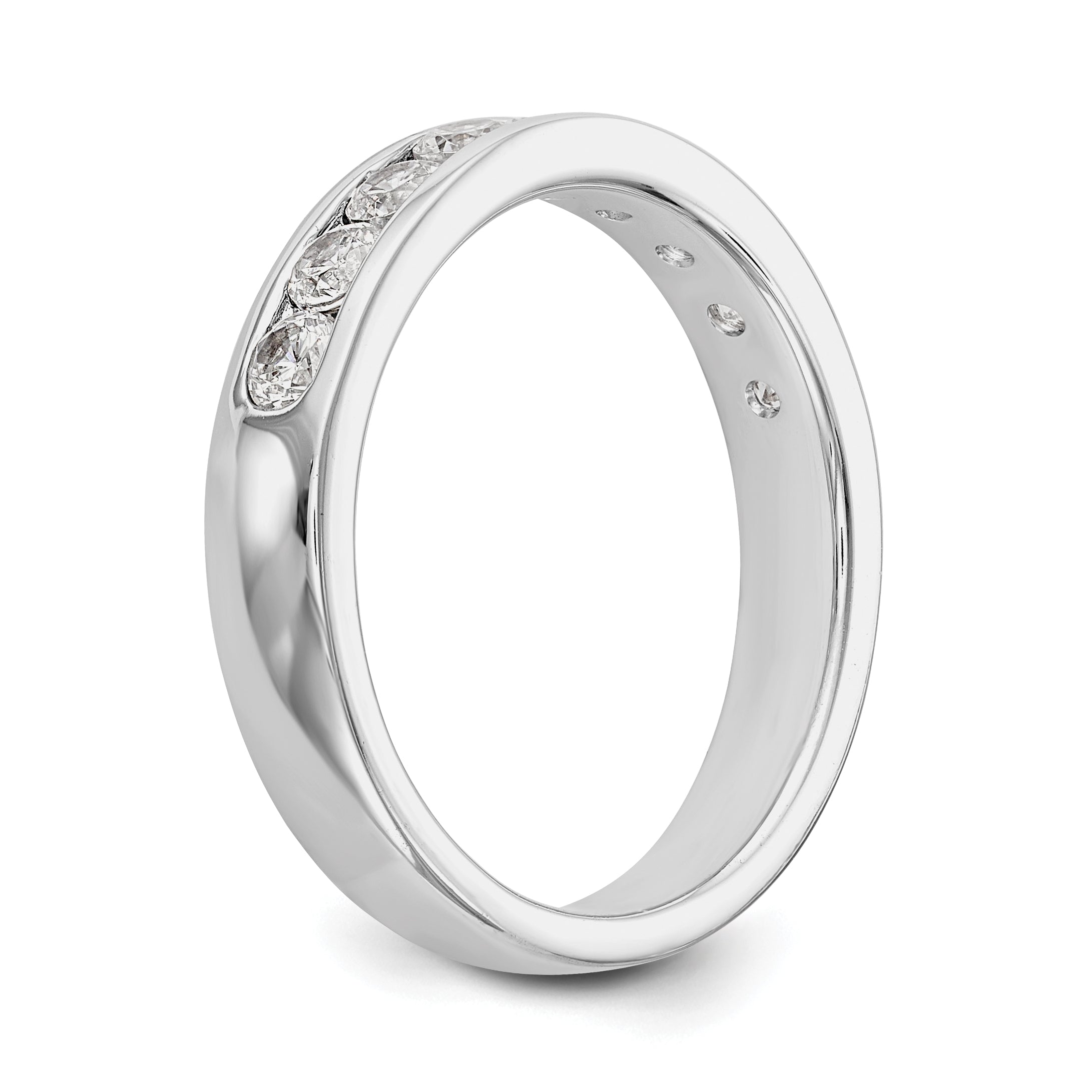 14K White Gold 9-Stone 3/4 carat Round Diamond Complete Channel Band