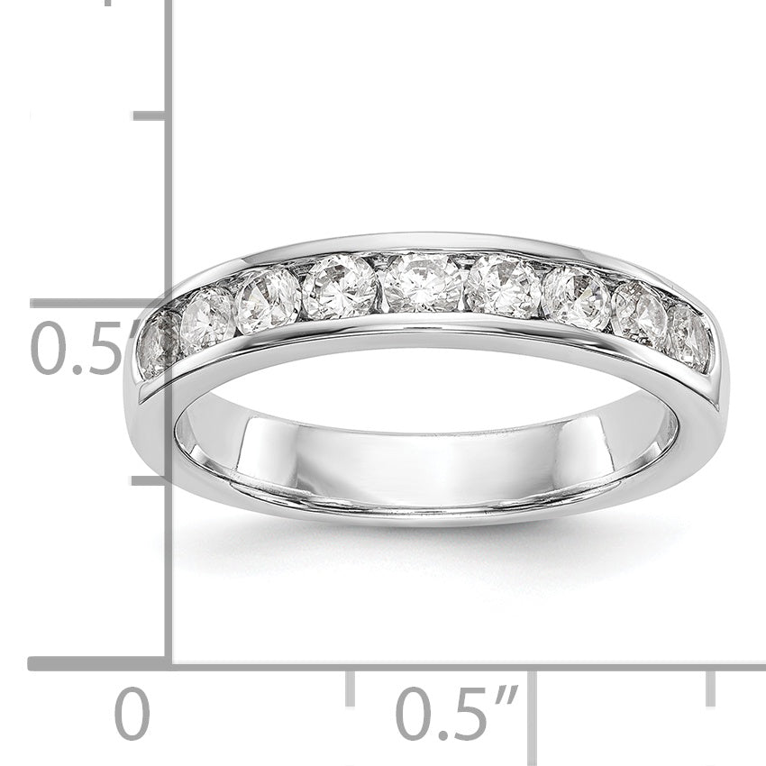 14K White Gold 9-Stone 3/4 carat Round Diamond Complete Channel Band